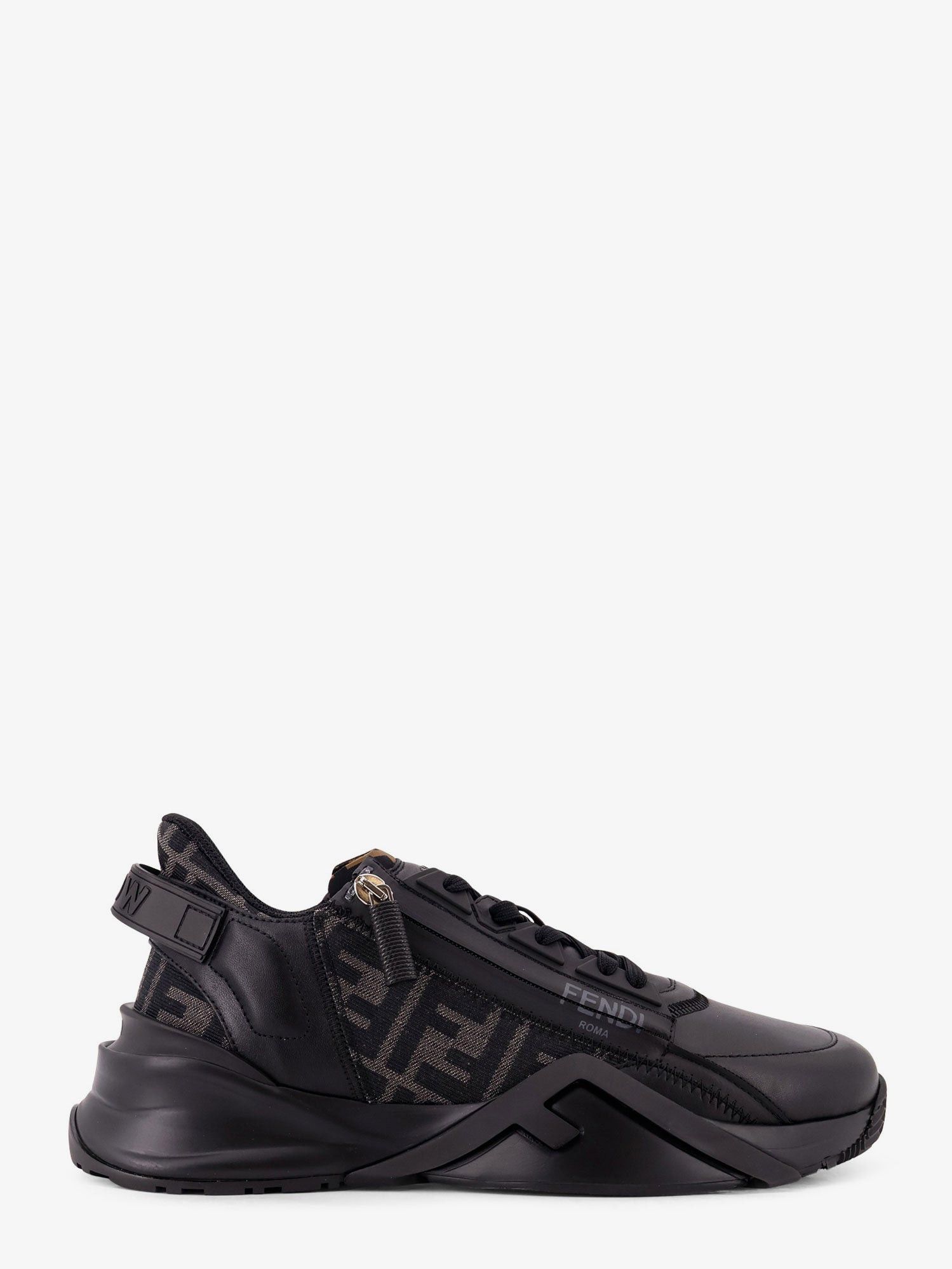 Fendi Leather Flow Sneakers With Ff Jacquard Fabric Inserts Size US 11 / EU 44 - 1 Thumbnail