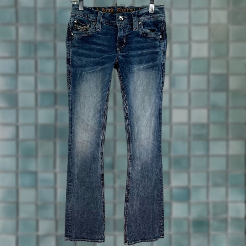 Vintage VINTAGE N/A Rock Revival Jeans? No—Oops ensure accuracy: It’s Rock Revival Aleah Boot Cut Denim Jean Women's Size 25 Blue 28x33 Size 42" / US 20 - 1 Thumbnail