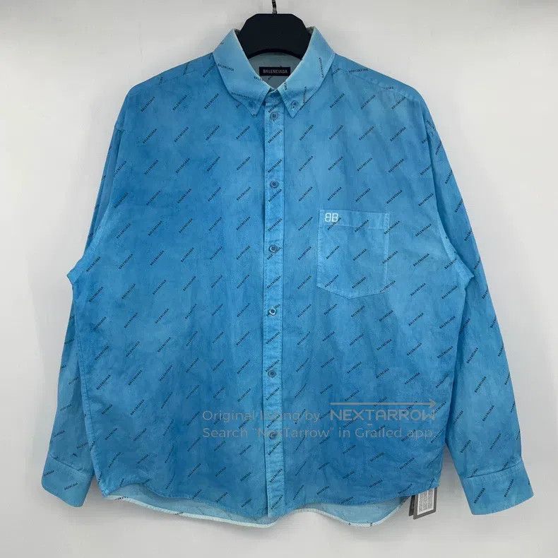 Balenciaga Balenciaga Blue Full Print Bullet Screen Shirt Size XS / US 0-2 / IT 36-38 - 1 Thumbnail