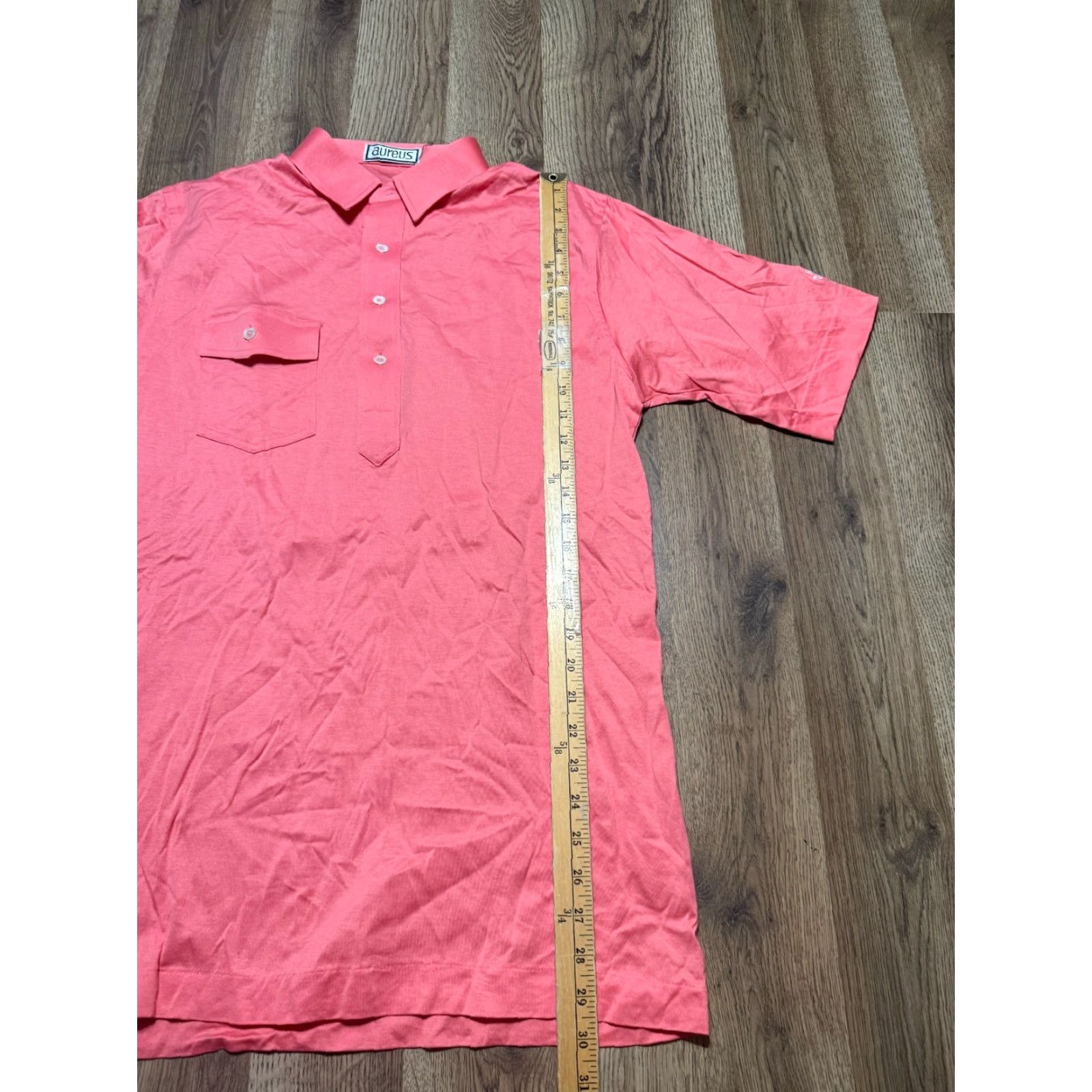 Vintage Aureus Shirt Men pink Short Sleeve Collared 1/4 Button Large Size L Signature Polo Shirt - No N/A Size US L / EU 52-54 / 3 - 4 Thumbnail