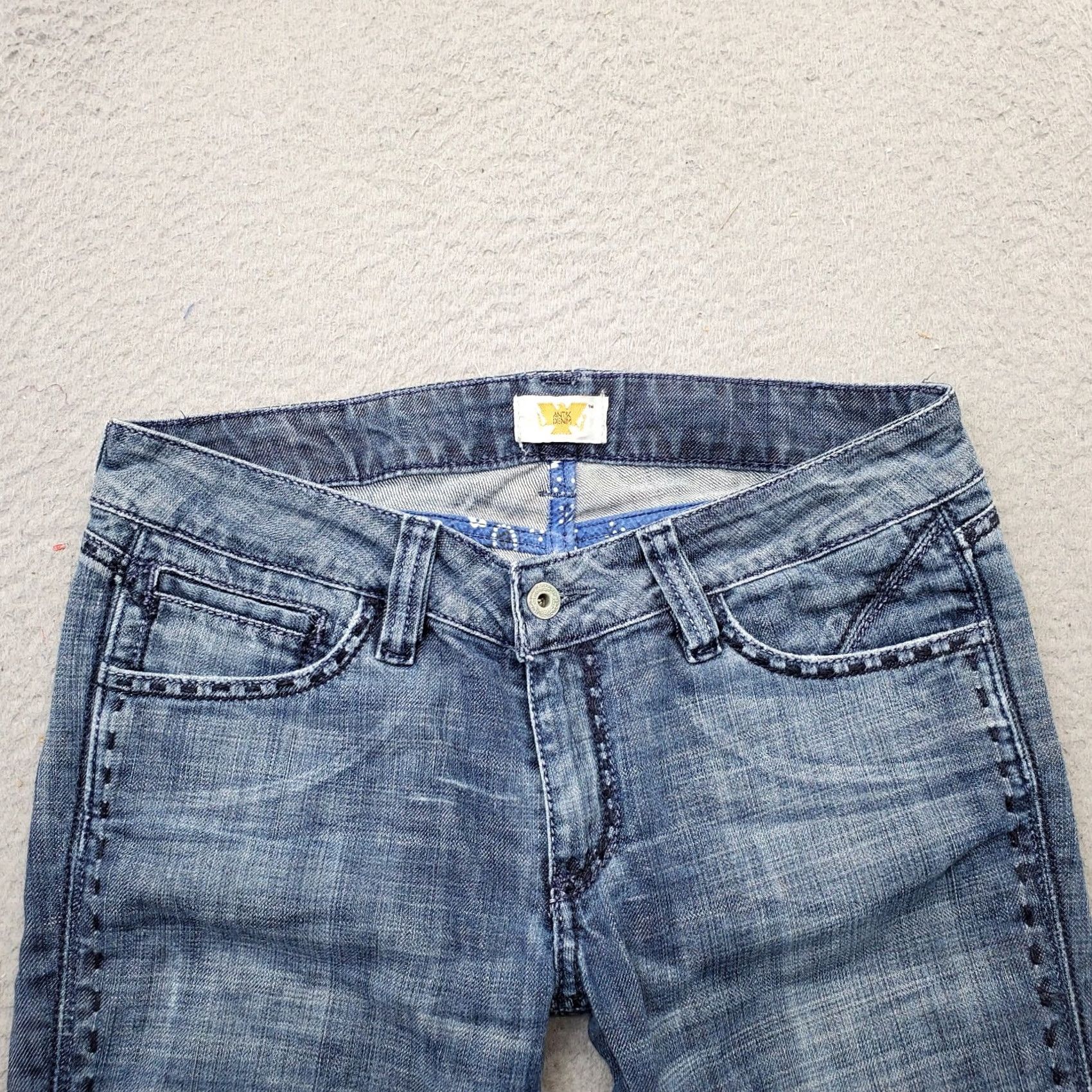 Denime Antic Denim Jeans Womens Size 29 Blue Denim Low Rise Straight Fit Thick Stitch 29 Womens Blue Denim Straight Jeans Size 29" - 6 Thumbnail