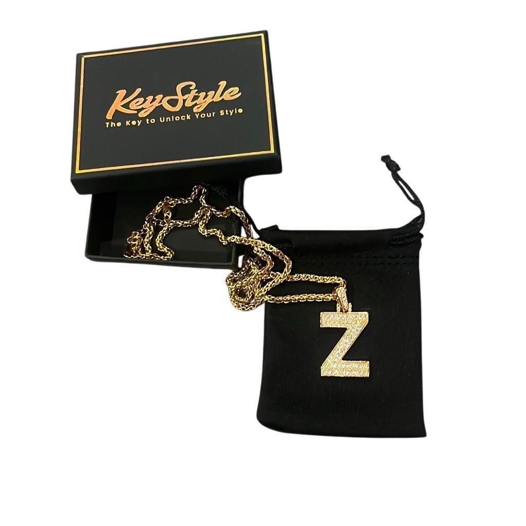 Other Keystyle Z Initial Zirconium Gold Tone Bling Necklace Adjust Size ONE SIZE - 1 Thumbnail