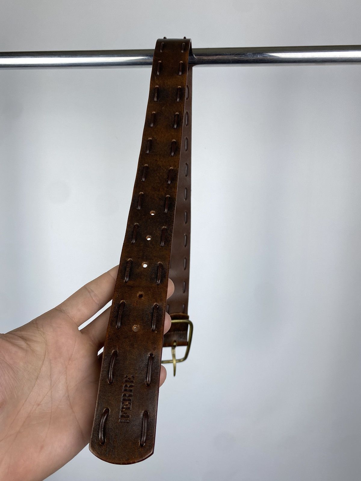Designer × Japanese Brand Vintage Ferre Brown Italy Belt Y2K Cowboy Style Size ONE SIZE - 5 Thumbnail