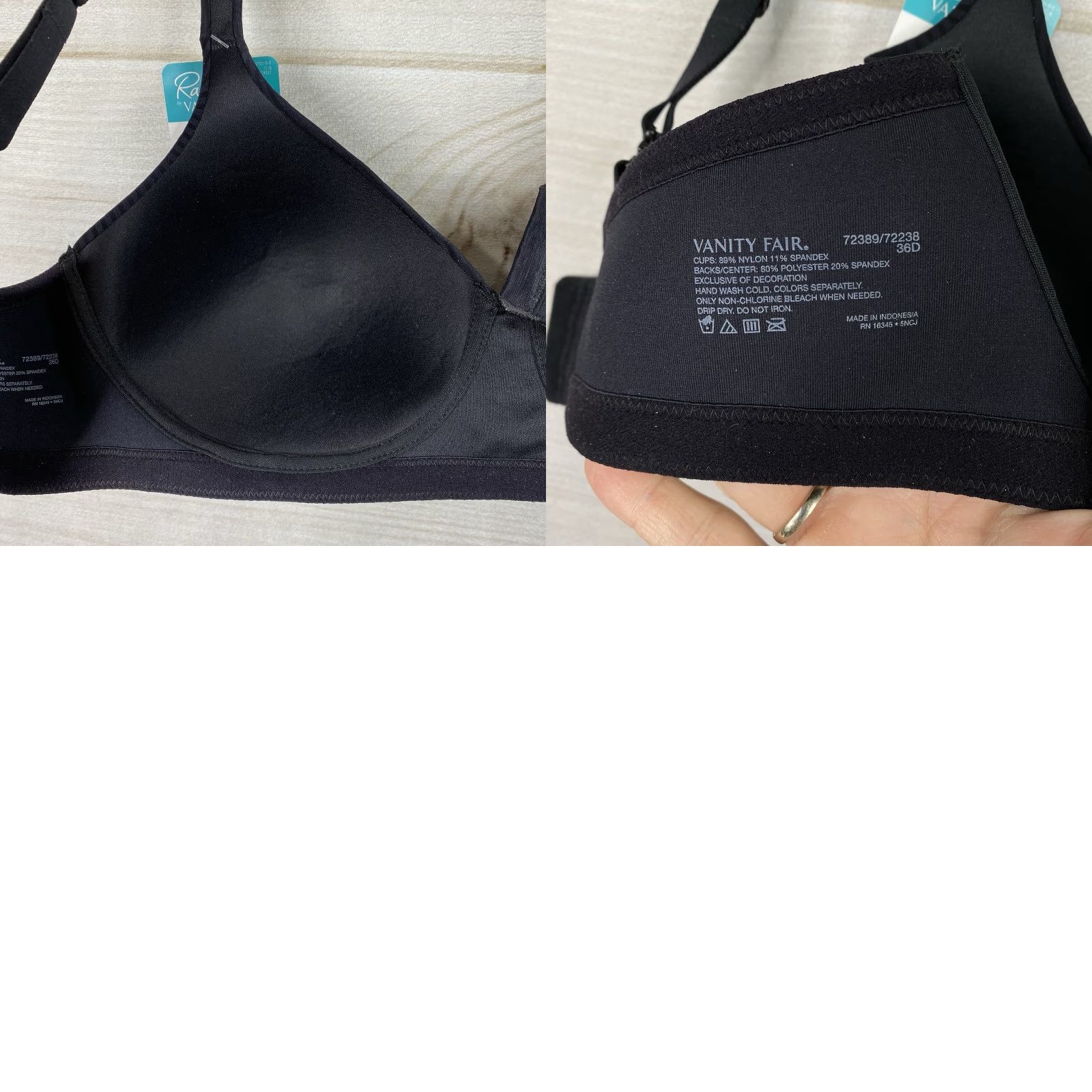Vintage Radiant By Vanity Fair Bra 36D Black Striped Straps Convert 2 Ways NWT Size ONE SIZE - 8 Thumbnail