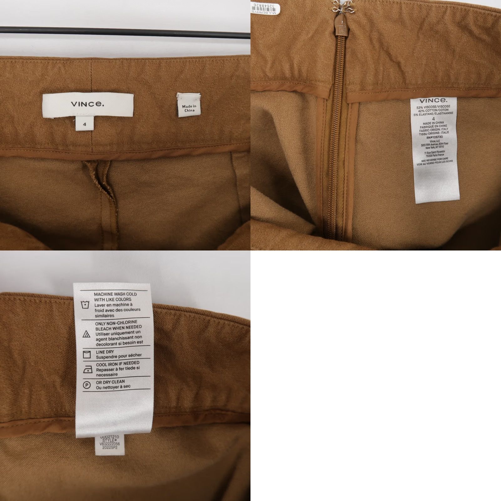 Vince Vince Pants Womens 4 Brown Side Zip Stretch Trousers Mid Rise Crop Bootcut Size 27" / US 4 / IT 40 - 8 Thumbnail