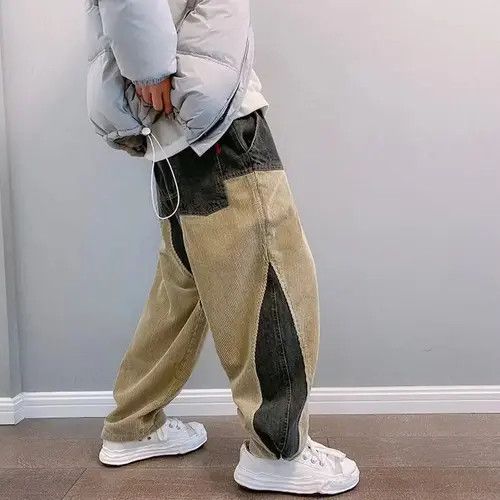 Jean 20AW Indigo Union Japan Khaki Grey Patchwork Worker Pants Size US 33 - 1 Thumbnail