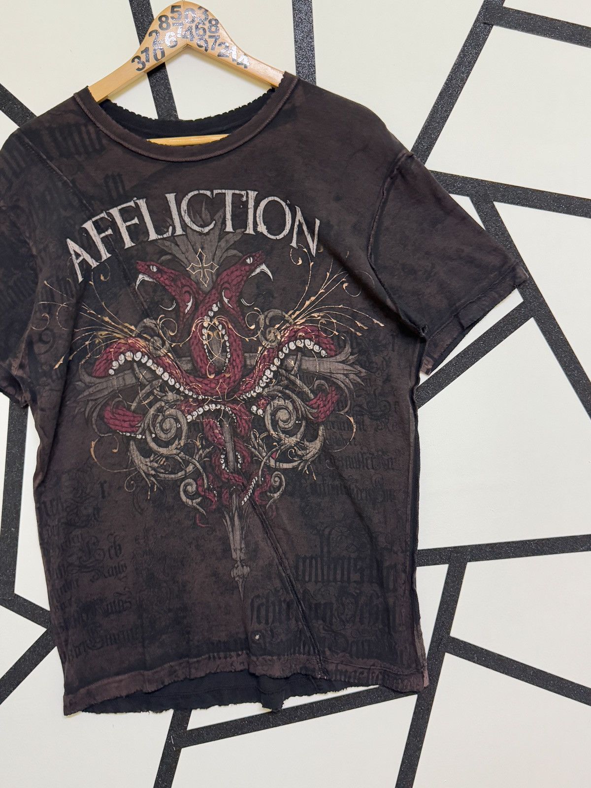 Affliction AFFLICTION CROSS SNAKE DISTRESSED RECONSTRUCTED TEE Size US M / EU 48-50 / 2 - 4 Thumbnail