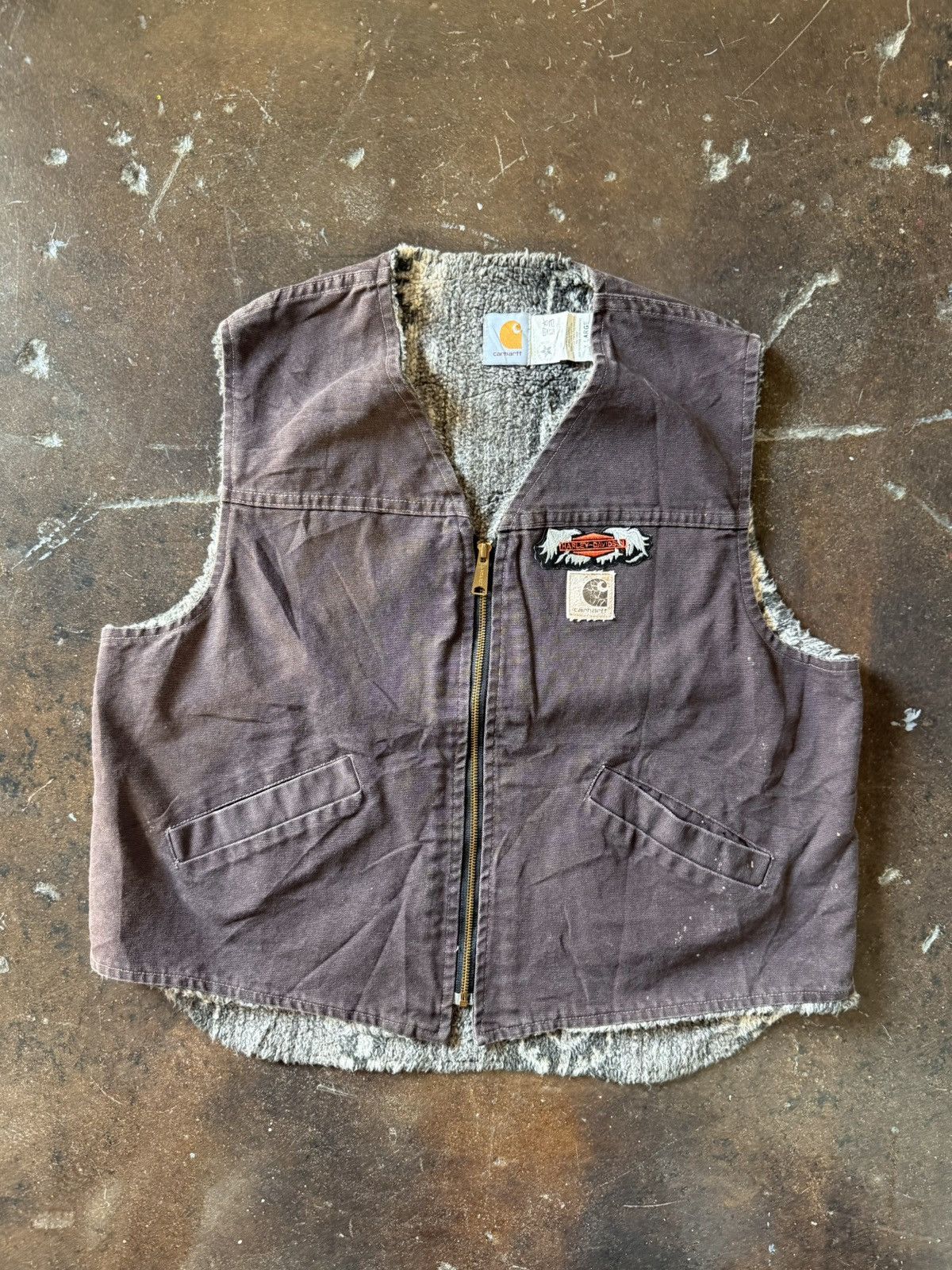Vintage vintage 90s rare sherpa carhartt harley patchwork vest Size US XL / EU 56 / 4 - 1 Thumbnail