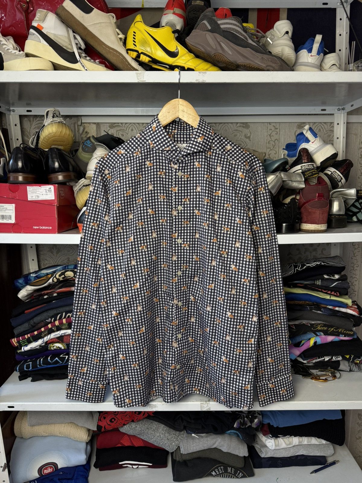 Eton ETON Mens Button Down Monogram Mops Slim Long Sleeve Shirt Size US M / EU 48-50 / 2 - 6 Thumbnail