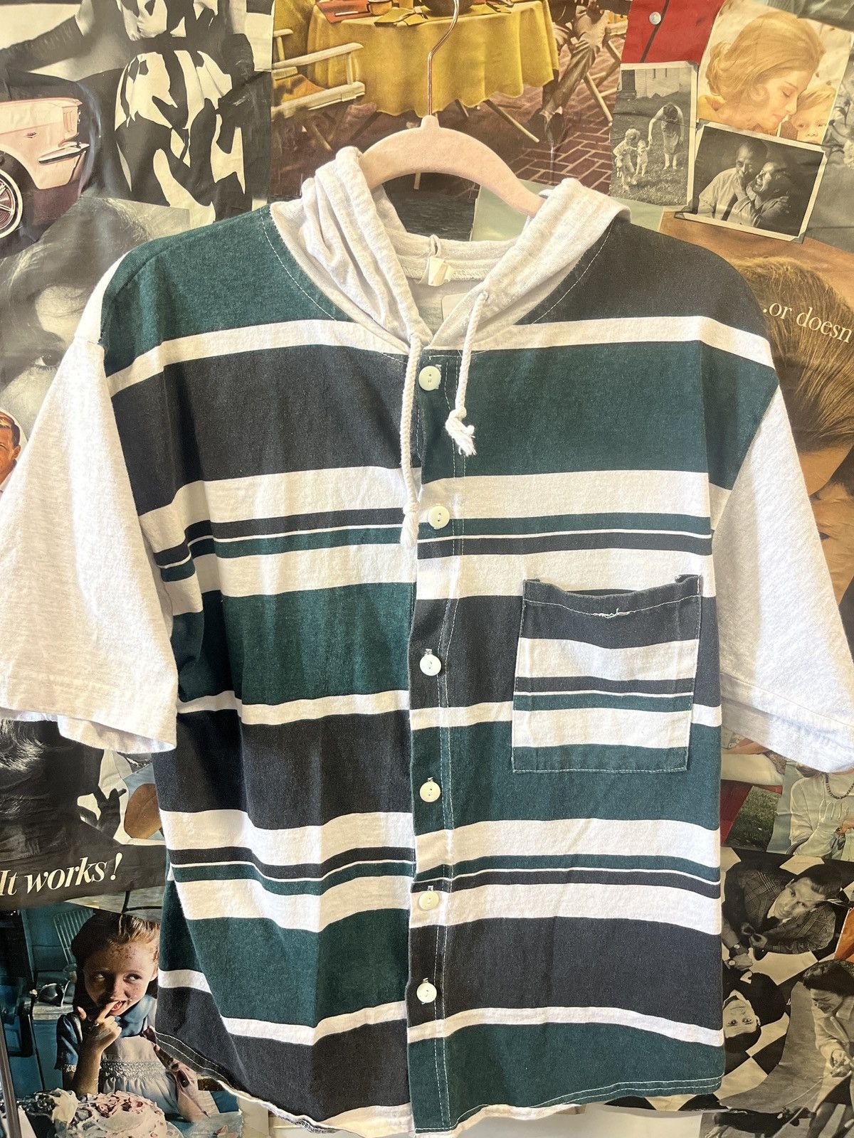 Vintage Button up tshirt hoodie Size US L / EU 52-54 / 3 - 1 Thumbnail