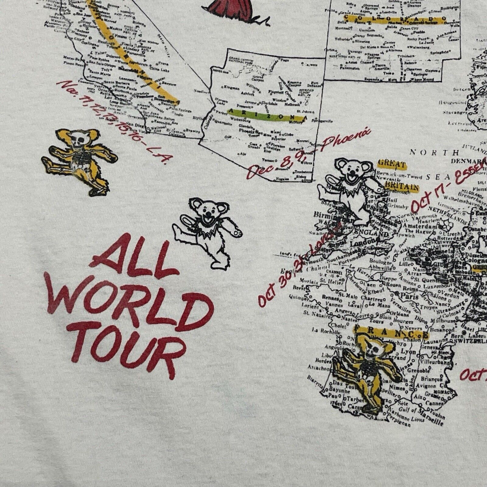 Band Tees × Grateful Dead × Vintage Vintage 1990 Grateful Dead World Tour Clown Graphic T-shirt Size US M / EU 48-50 / 2 - 7 Thumbnail