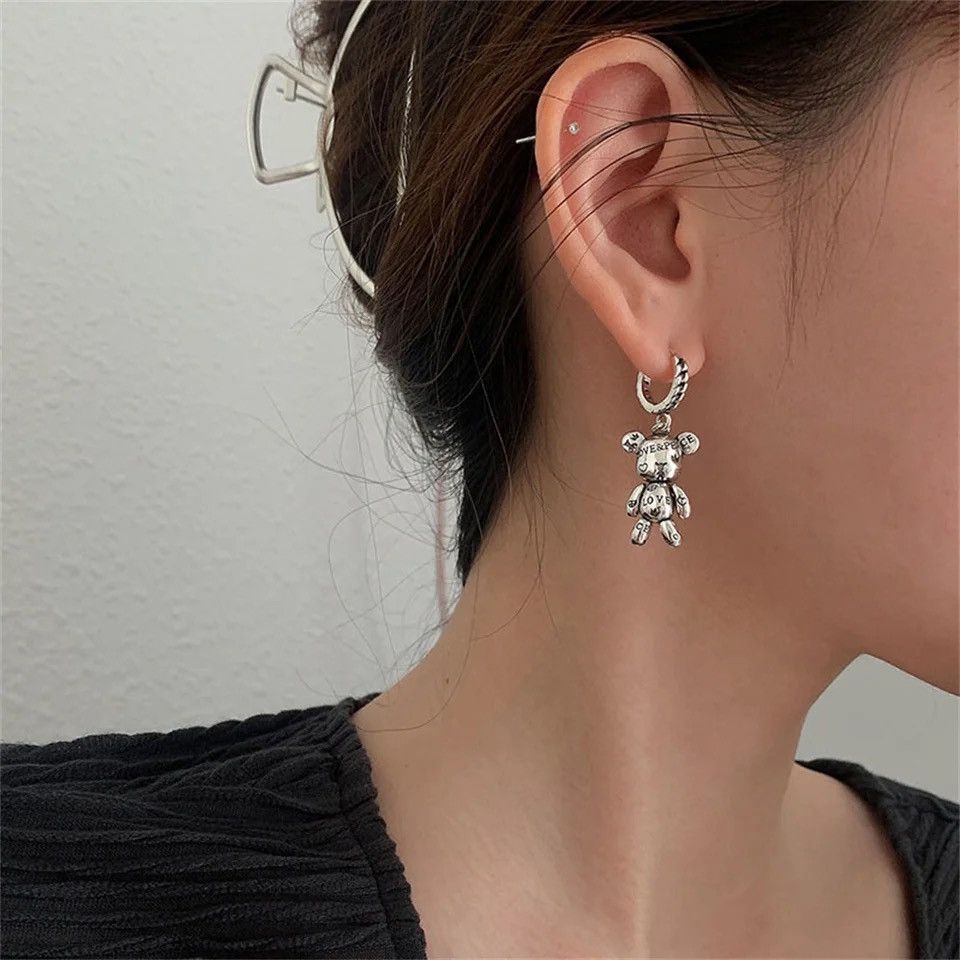 Other Little Bear Love Heart Asymmetric Hoop Earrings Size ONE SIZE - 4 Thumbnail
