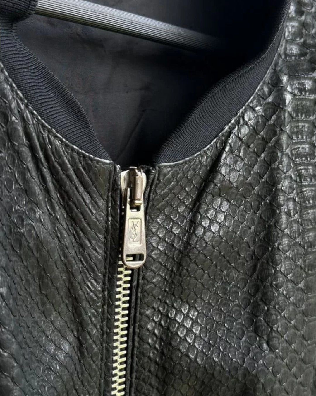 Yves Saint Laurent REAL PYTHON SKIN LEATHER BOMBER JACKET Size US L / EU 52-54 / 3 - 4 Thumbnail