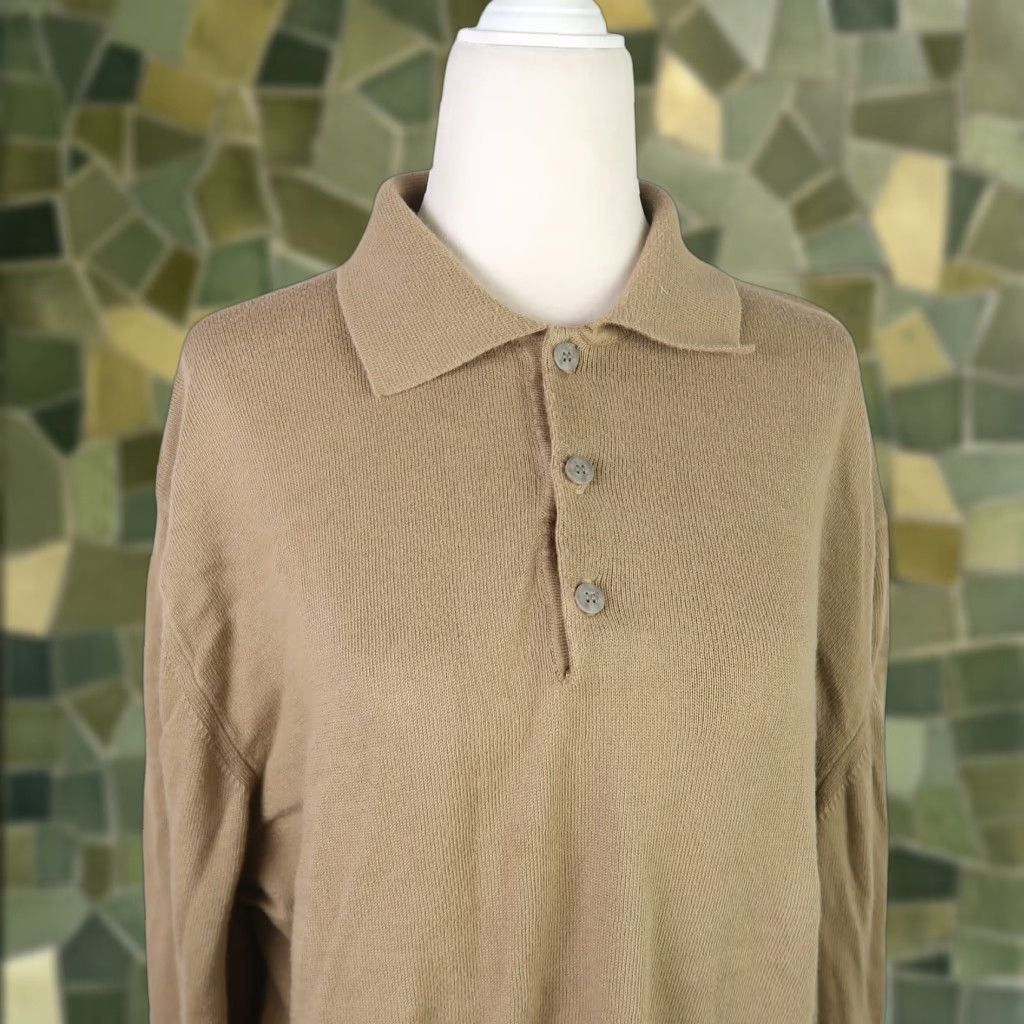 Pronto Uomo VINTAGE 90s Pronto Uomo tan cotton knit polo henley sweater Mens M Size US M / EU 48-50 / 2 - 1 Thumbnail