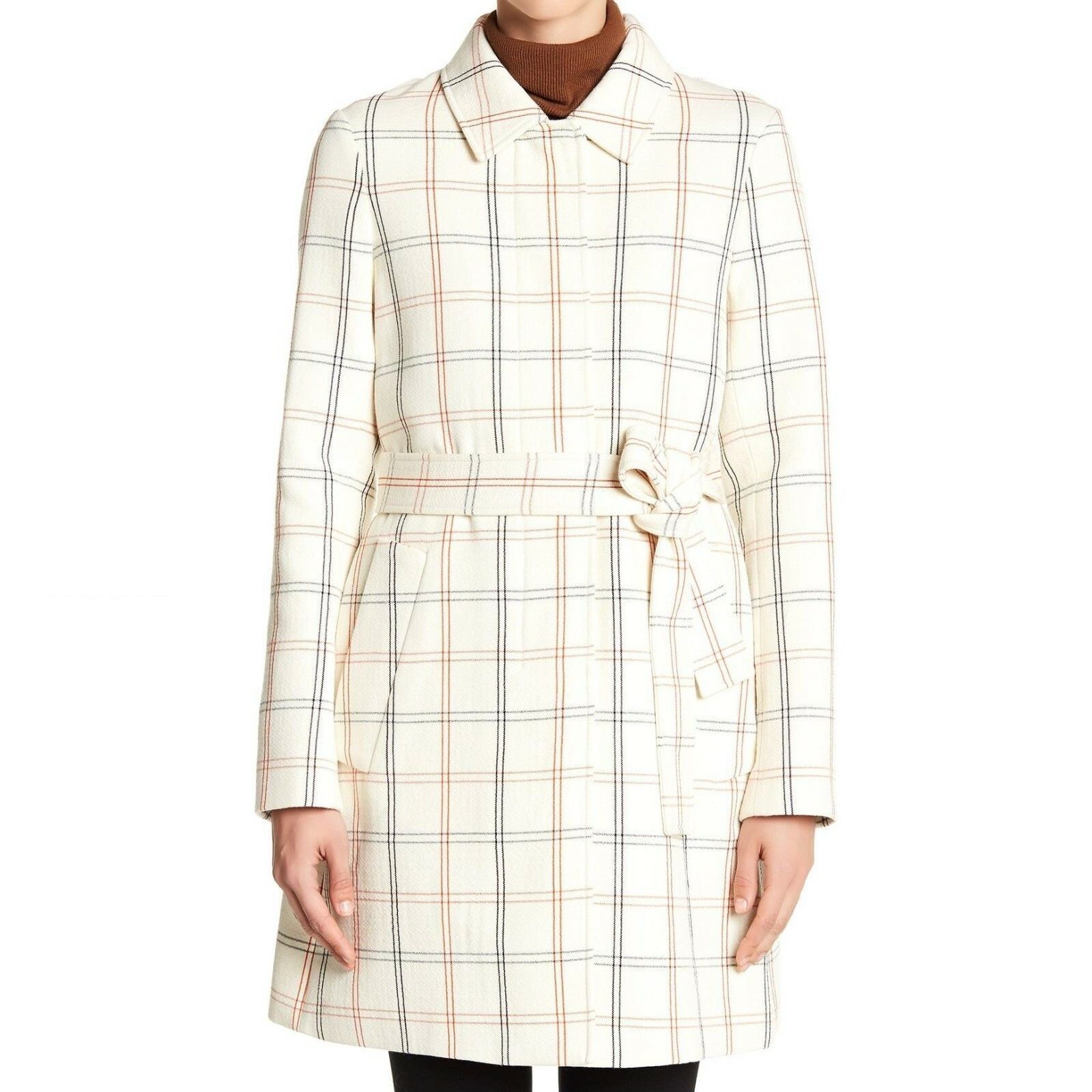 Theory Bozetta Ivory Checkered Plaid Wool Coat NWT MSRP $895 Size L / US 10 / IT 46 - 1 Thumbnail
