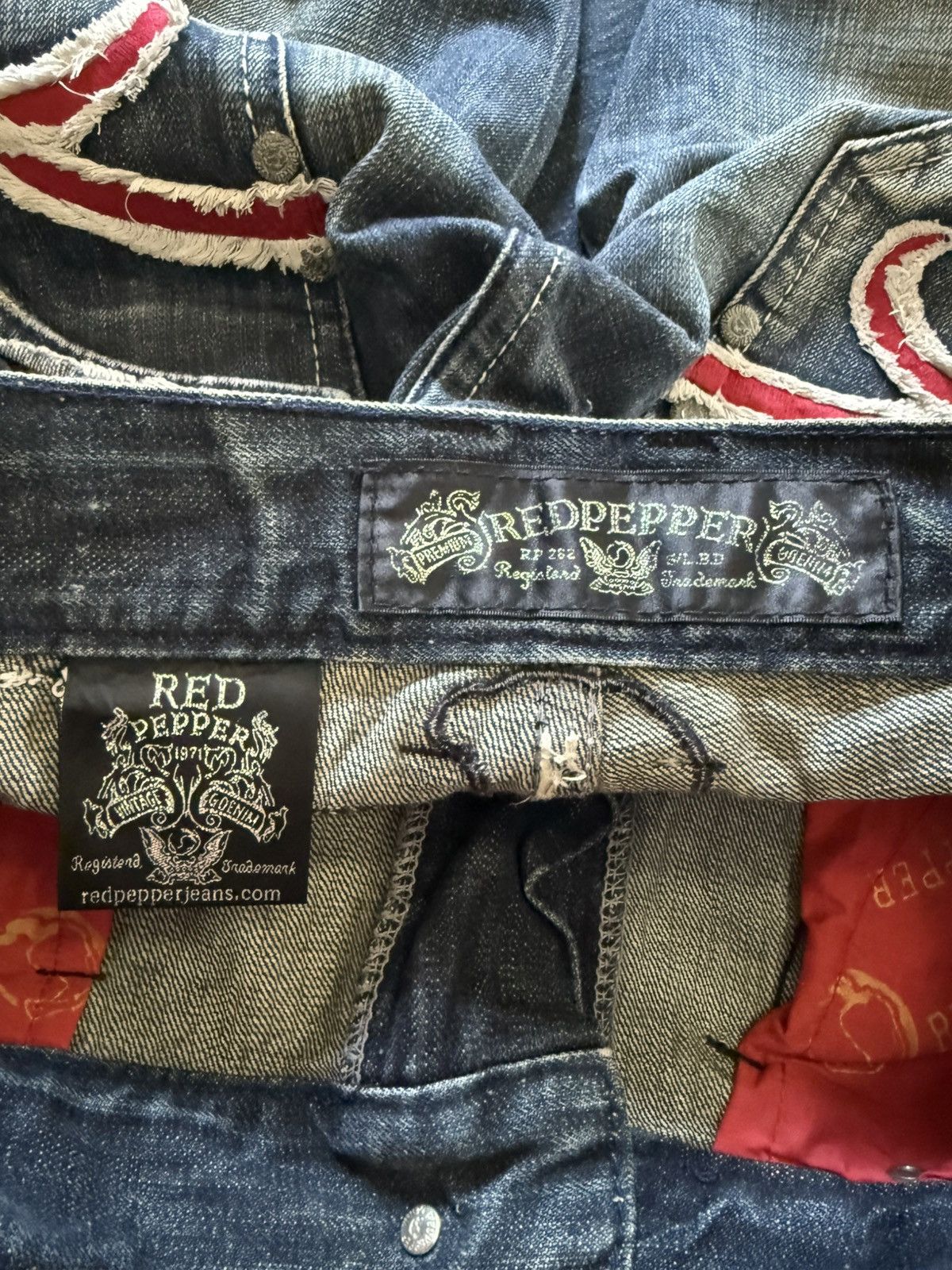 If Six Was Nine Red Pepper Japan Goth Skull Wings Embroidered Flared Jeans Size US 30 / EU 46 - 23 Thumbnail