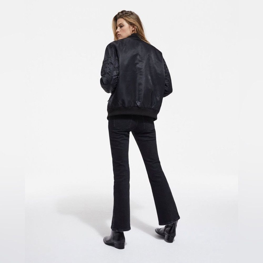 The Kooples The Kooples Black Satin Bomber Jacket Leopard Lining NWT Size XL / US 12-14 / IT 48-50 - 2 Thumbnail