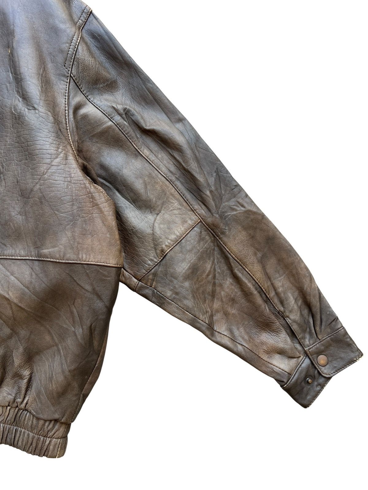 Vintage Vintage 90s Dog Fight Brown Bomber Leather Jacket Size US L / EU 52-54 / 3 - 9 Thumbnail