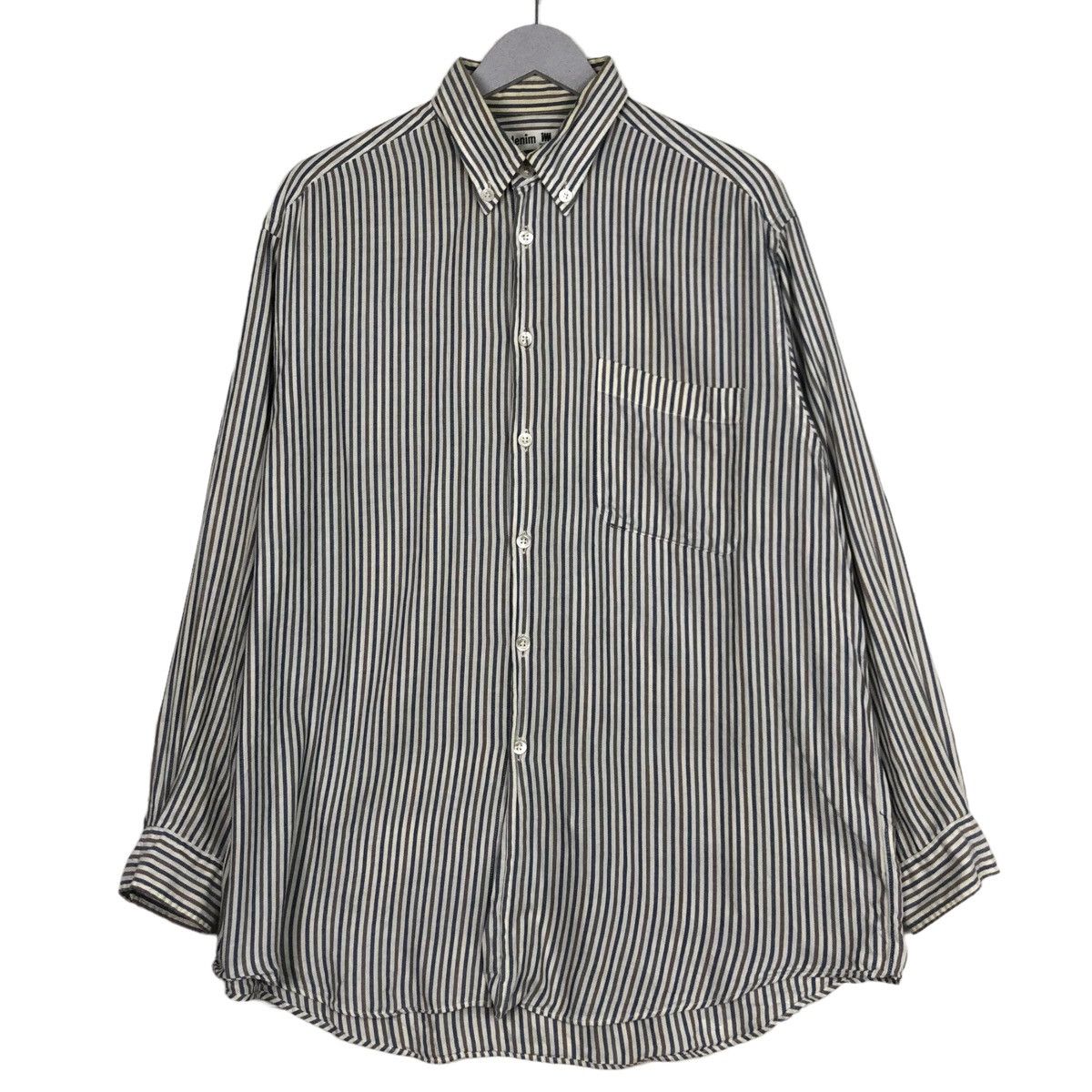 Issey Miyake × Japanese Brand × Vintage 💥ISSEY MIYAKE IM DENIM STRIPE BUTTON SHIRT Size US L / EU 52-54 / 3 - 1 Thumbnail
