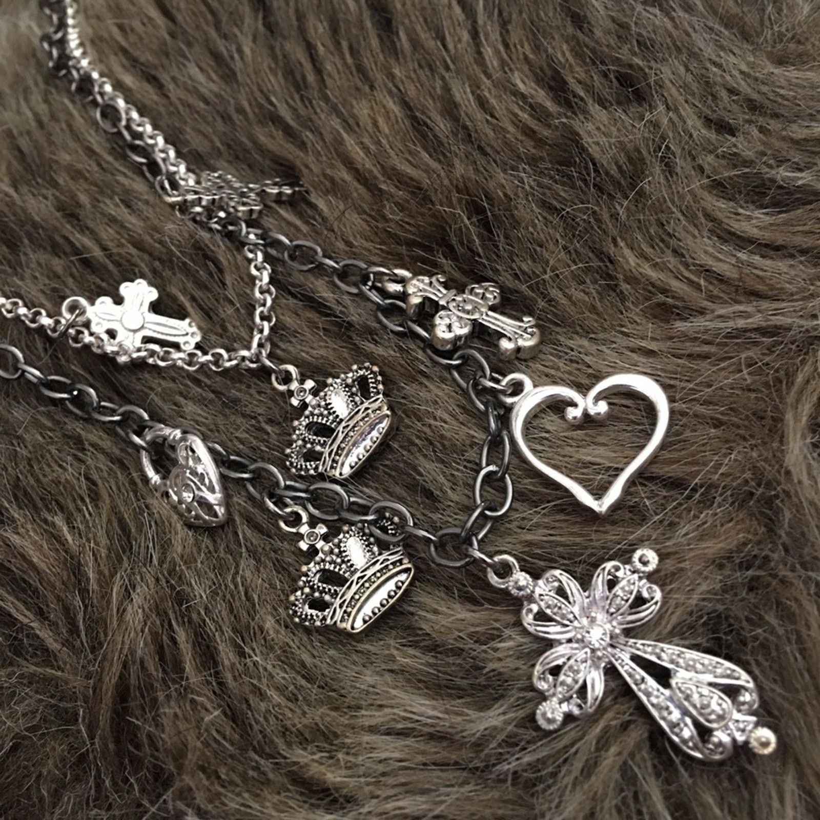 Jewelry Two tone rhinestone cross charm necklace Size ONE SIZE - 6 Thumbnail