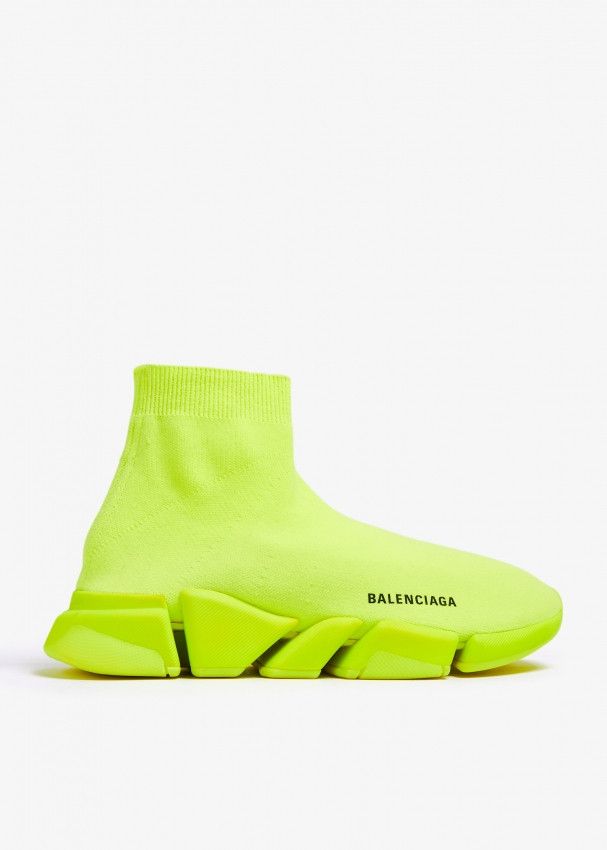 Balenciaga o1mt1gz0225 Speed 2.0 Recycled Knit Sneakers in Flou Yellow Size US 6 / IT 36 - 1 Thumbnail