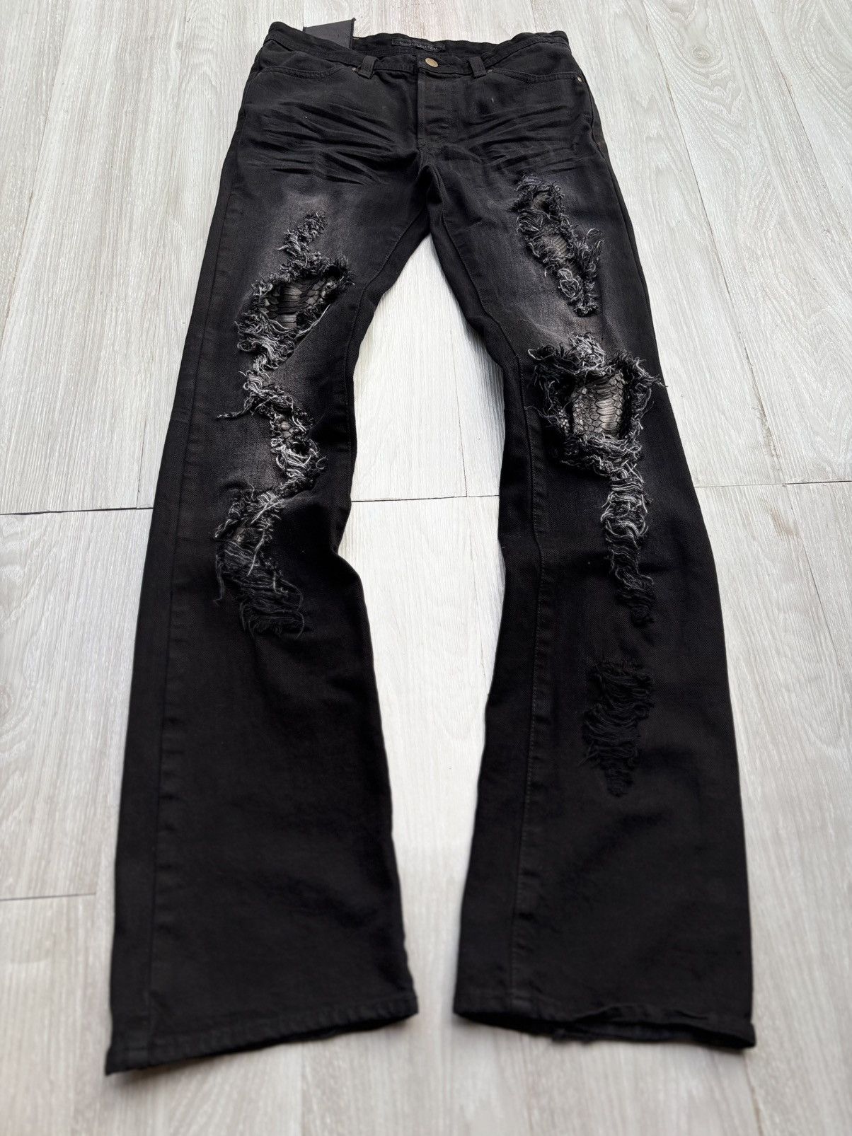 PARANOID extra long distressed flare jeans