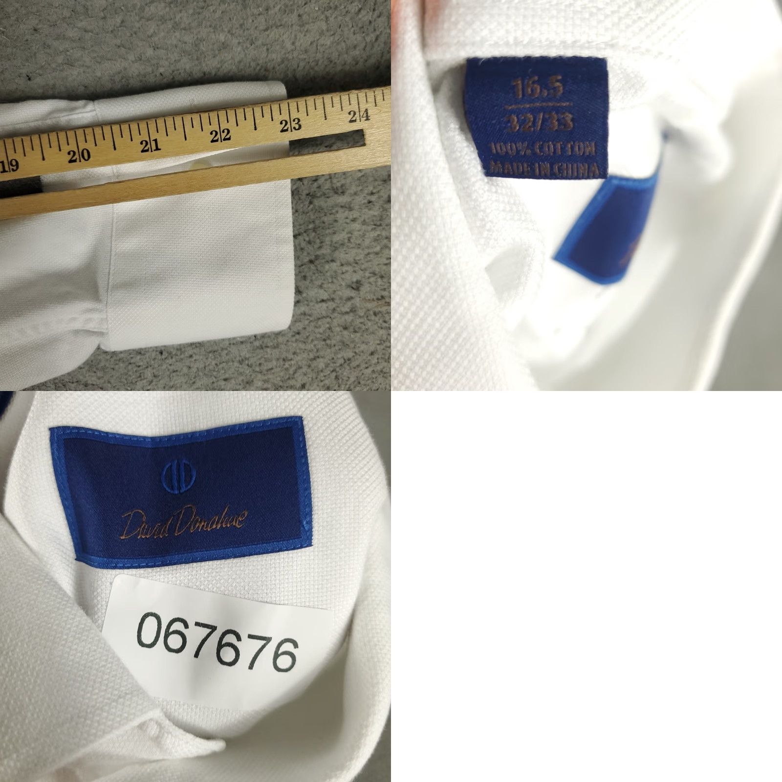 David Donahue David Donahue Shirt Mens 16.5 White Dress Button Up Long Sleeve Solid Cotton Regular Size 46R - 8 Thumbnail