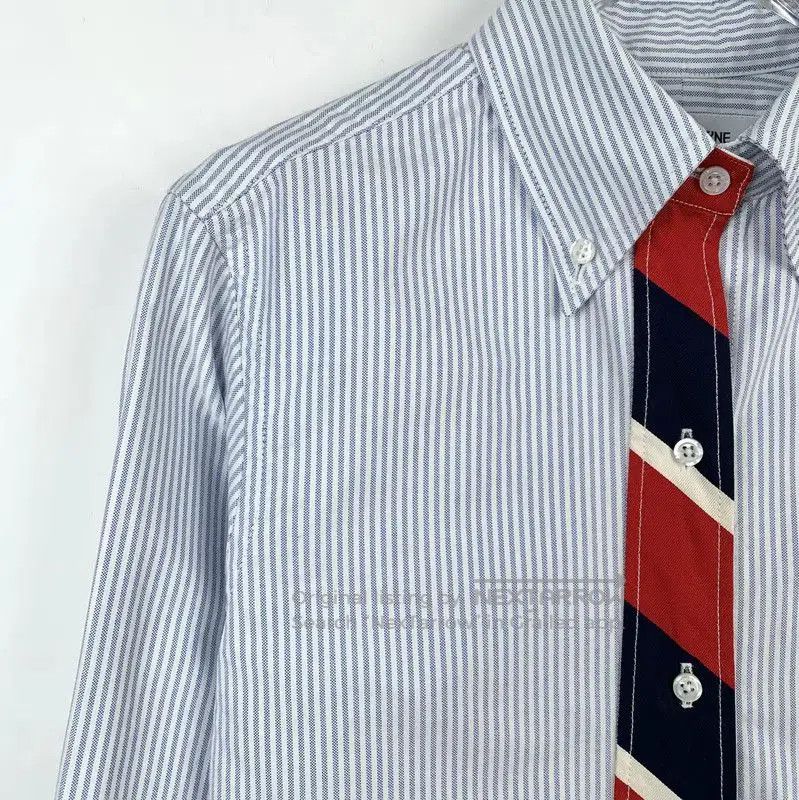 Thom Browne Thom Browne Striped Cotton Shirt with Tie . Size S / US 4 / IT 40 - 3 Thumbnail