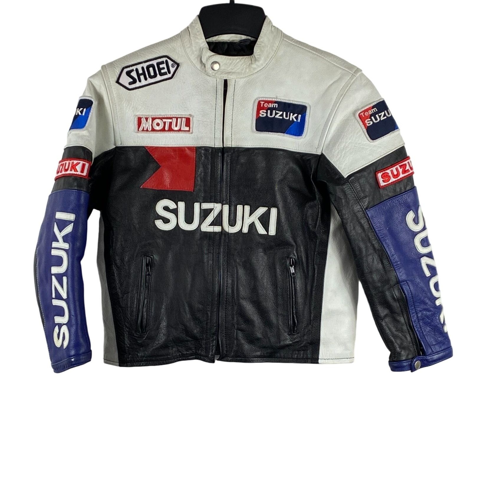 image of Vintage VTG Real Leather Quilt Lined Suzuki Racing Jacket Multicolor, Women's (Size 2XL)