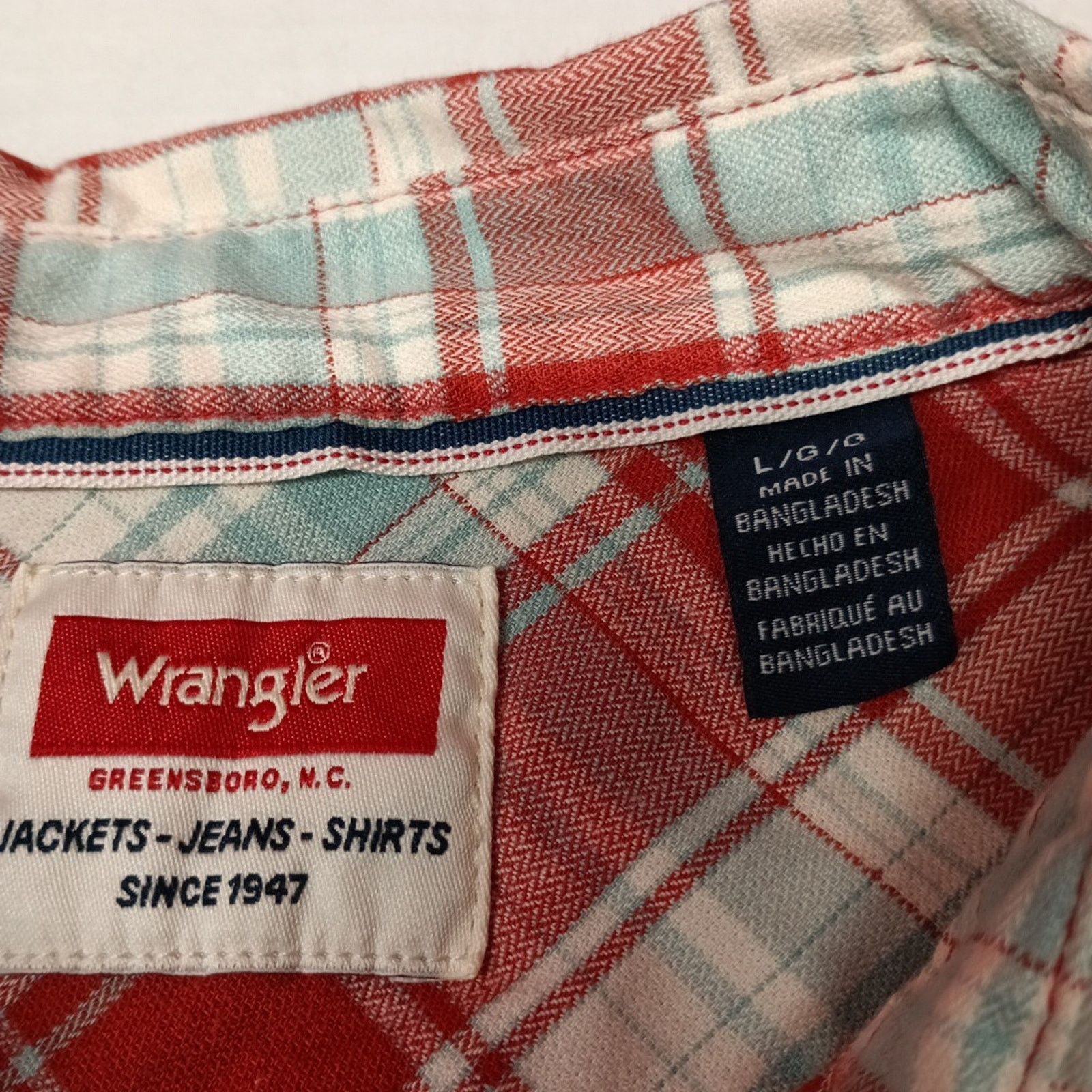Wrangler Wrangler Cowboy Wash Shirt Men's Size L Red Sky Blue Plaid Size US L / EU 52-54 / 3 - 4 Thumbnail
