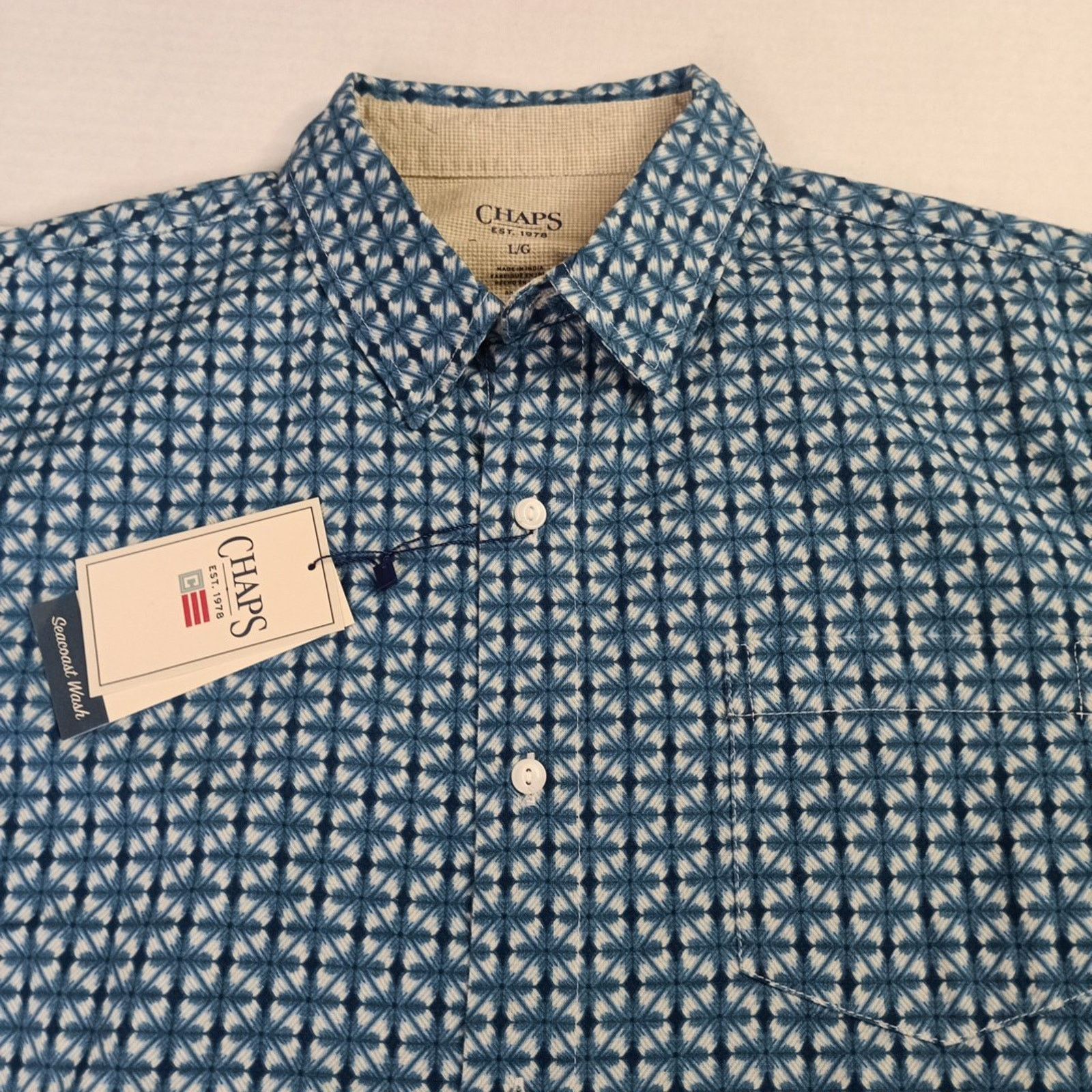 Chaps Chaps Seacoast Wash Linen Woven Shirt Men L Spring Lake Blue Size US L / EU 52-54 / 3 - 2 Thumbnail