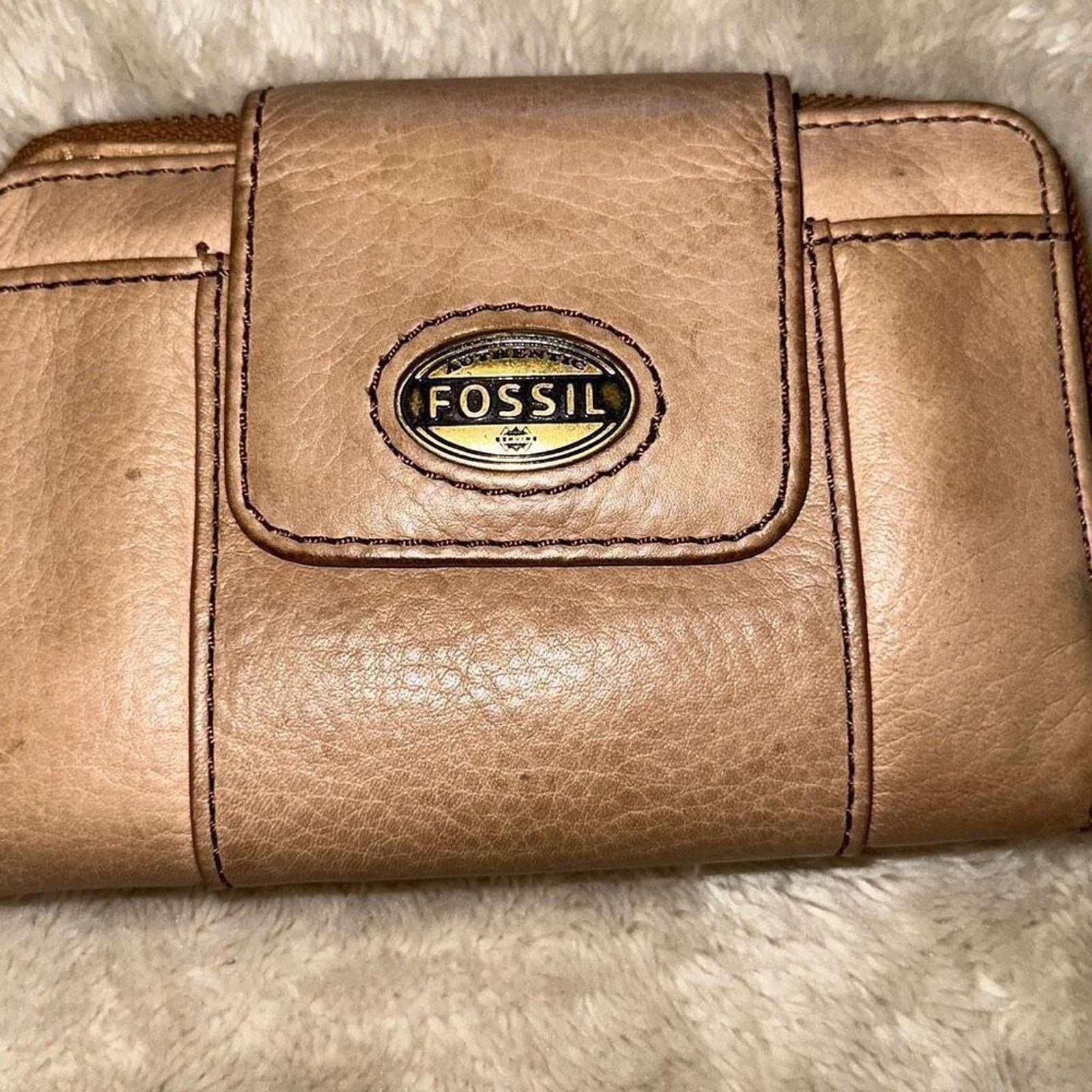Fossil Fossil Bronze Leather Zip Wallet | Sz OS Size ONE SIZE - 3 Thumbnail