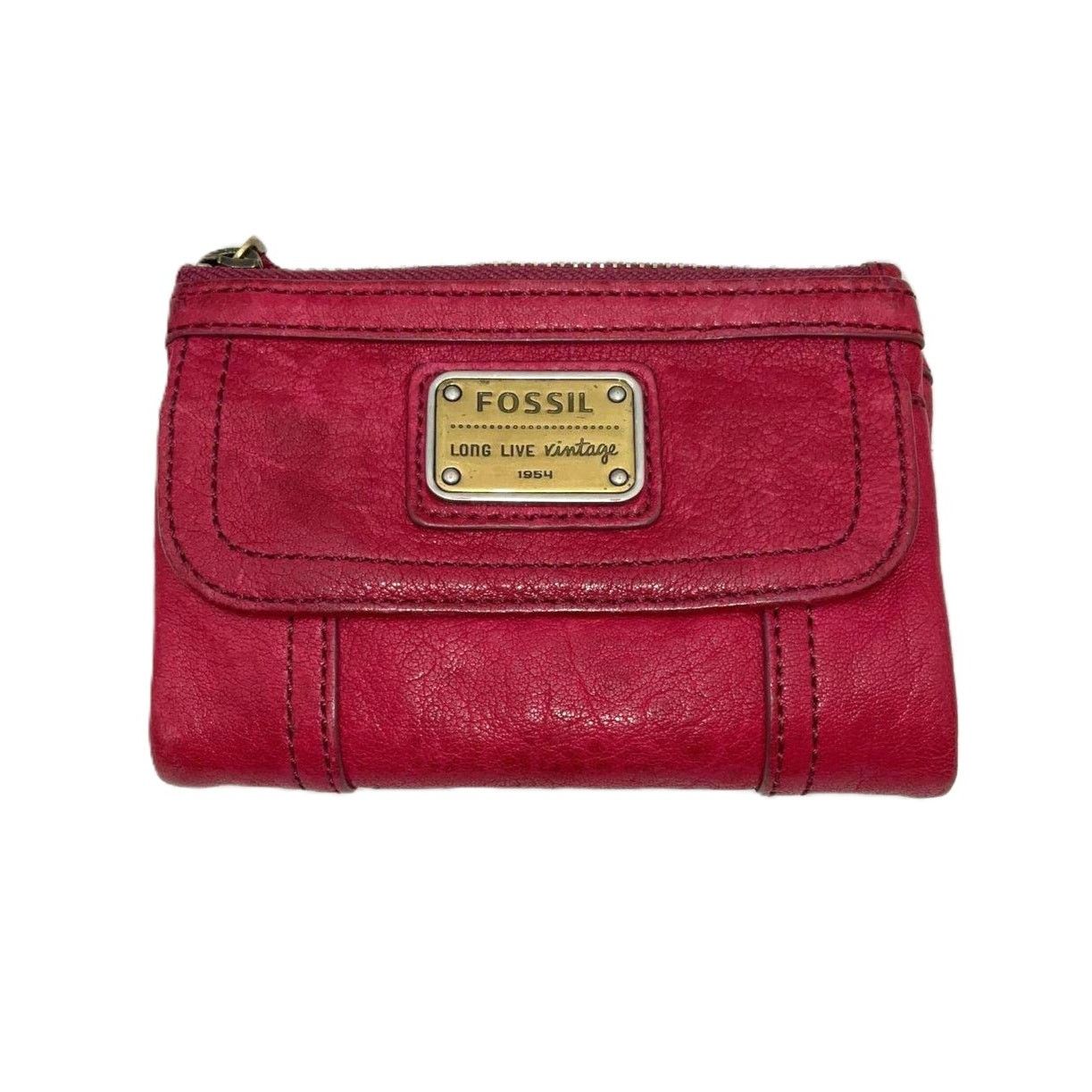 Fossil Fossil Raspberry Supple Distressed Leather Trifold Wallet Size ONE SIZE - 1 Thumbnail