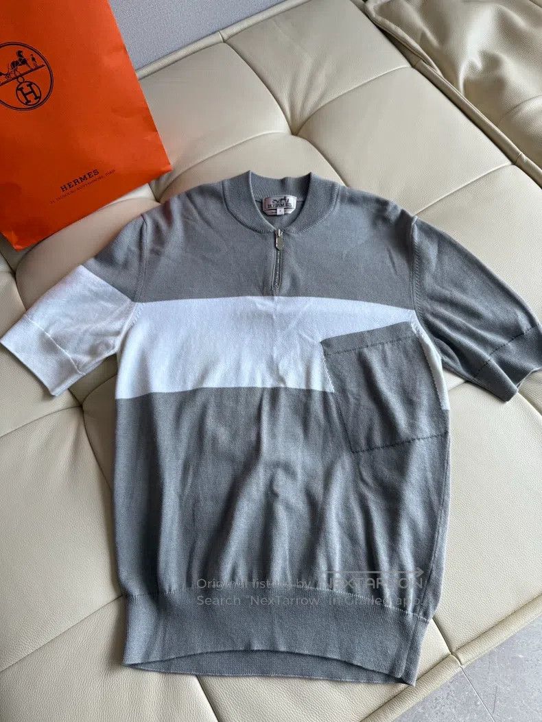 Hermes Hermes Color-block knitted short-sleeve sweater, 85% cotto Size US S / EU 44-46 / 1 - 7 Thumbnail