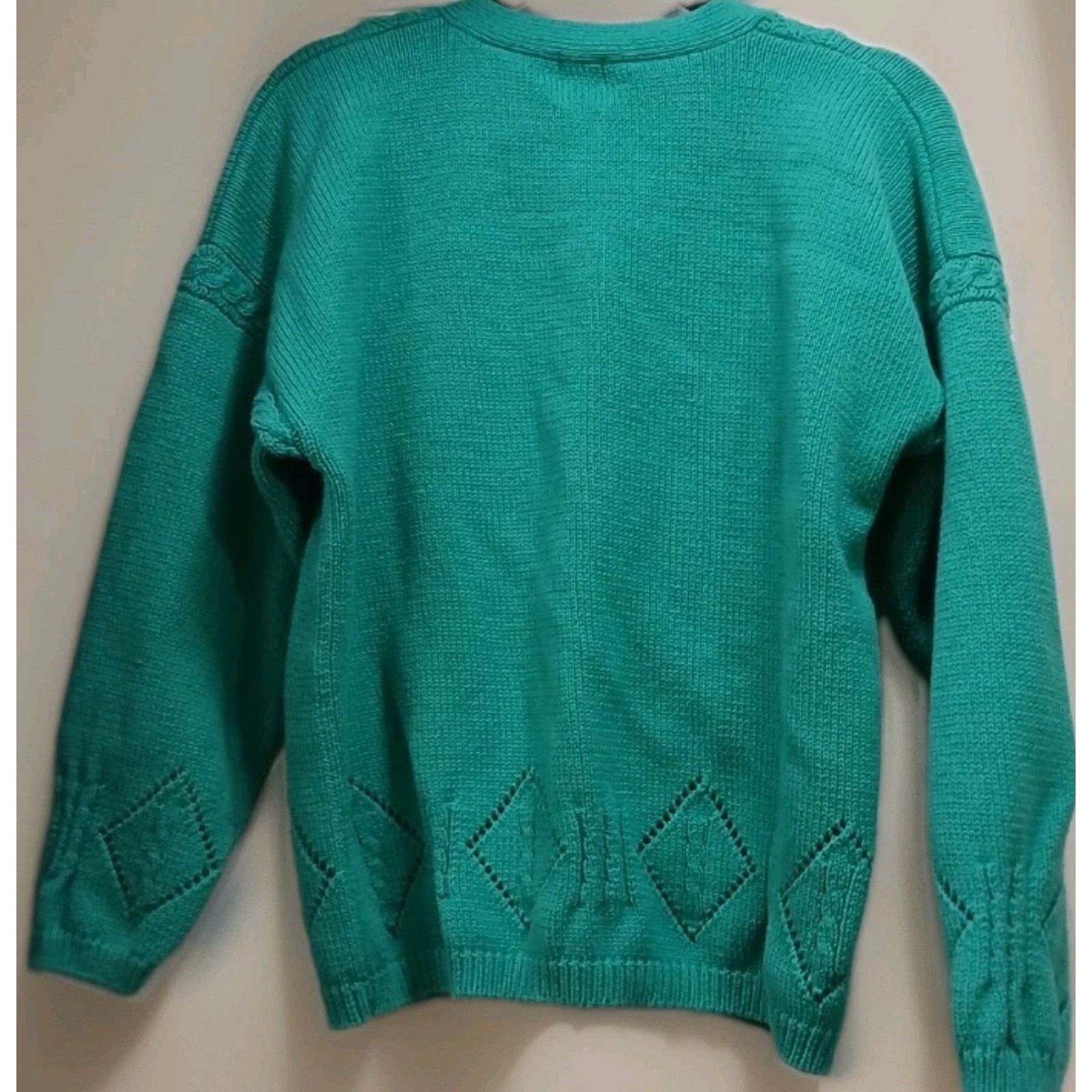 Gap Vintage GAP Teal Cardigan M Chunky Knit Grandma 90s Y2K Size M / US 6-8 / IT 42-44 - 5 Thumbnail