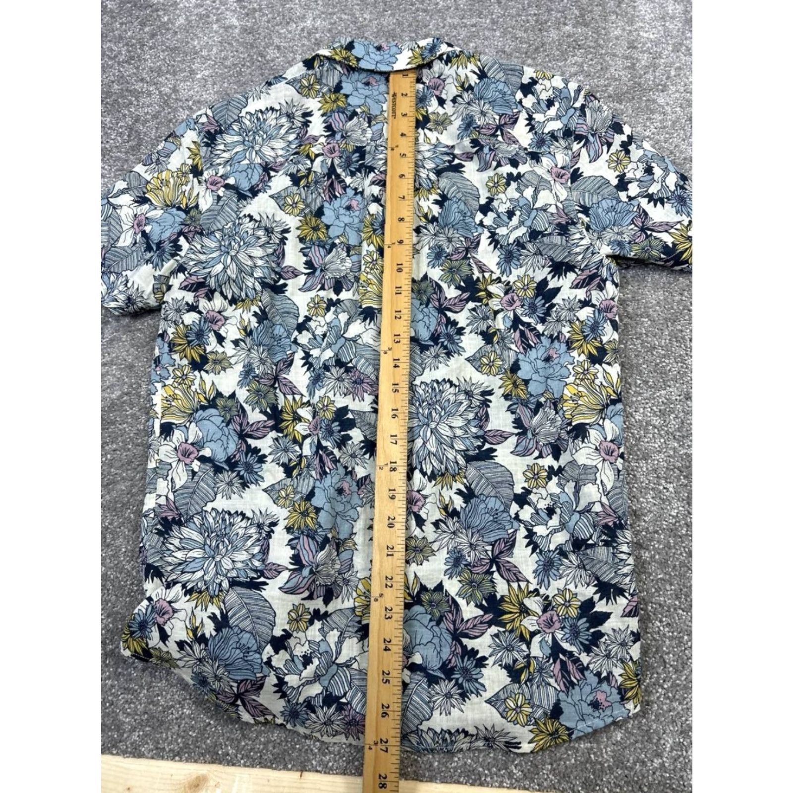 Marine Layer Marine Layer Button-Up Floral Cotton Short Sleeve Button-Down Collared Shirt Navy Blue Pink Yellow Mens L Spring Summer Casual Size US L / EU 52-54 / 3 - 7 Thumbnail