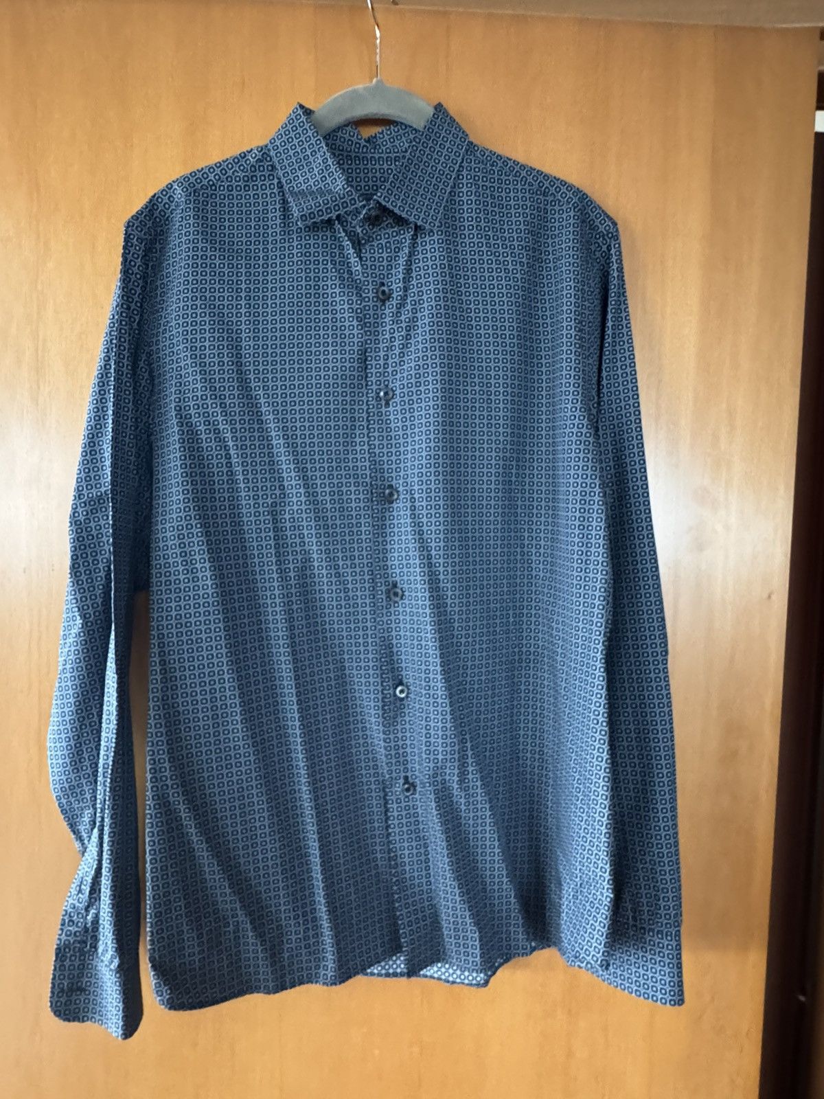 Prada Prada blue printed cotton dress shirt Size US M / EU 48-50 / 2 - 1 Thumbnail