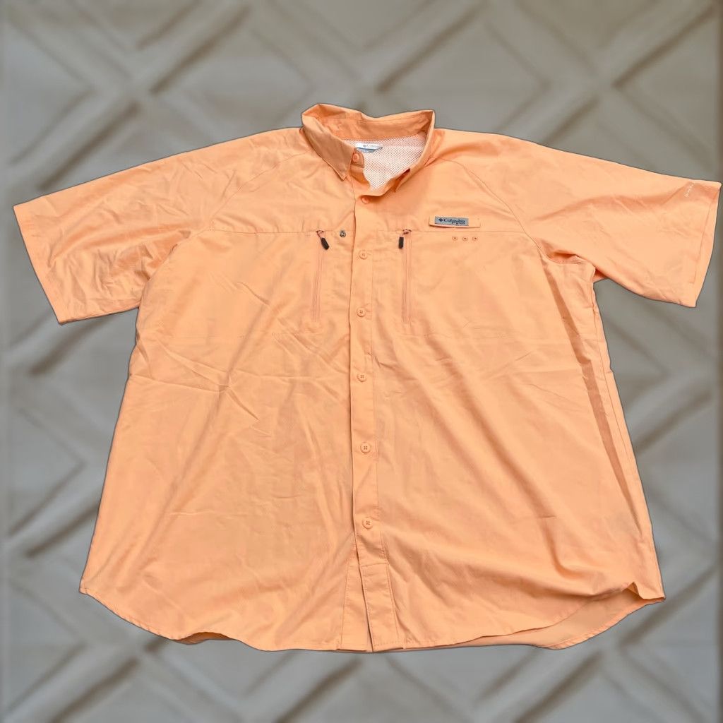 Vintage Columbia PFG Omni Shade Tamiami Shirt Mens XL Orange Short Sleeve Button-Up Pocket Top Size US XL / EU 56 / 4 - 1 Thumbnail