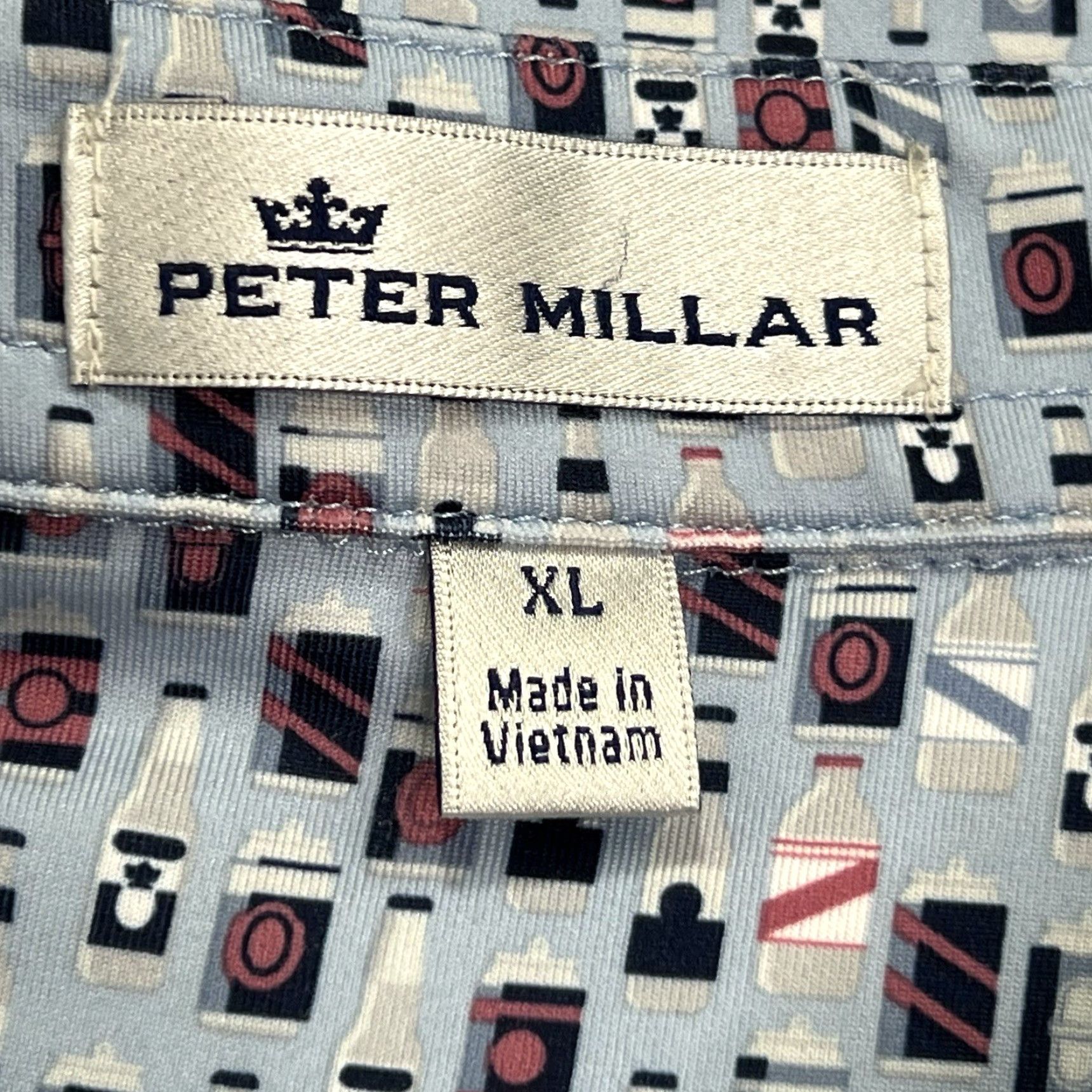 Peter Millar Peter Millar Polo Shirt Mens XL Blue Summer Comfort All Over Golf Bottle Drinks Polo Shirt OG Size US XL / EU 56 / 4 - 4 Thumbnail