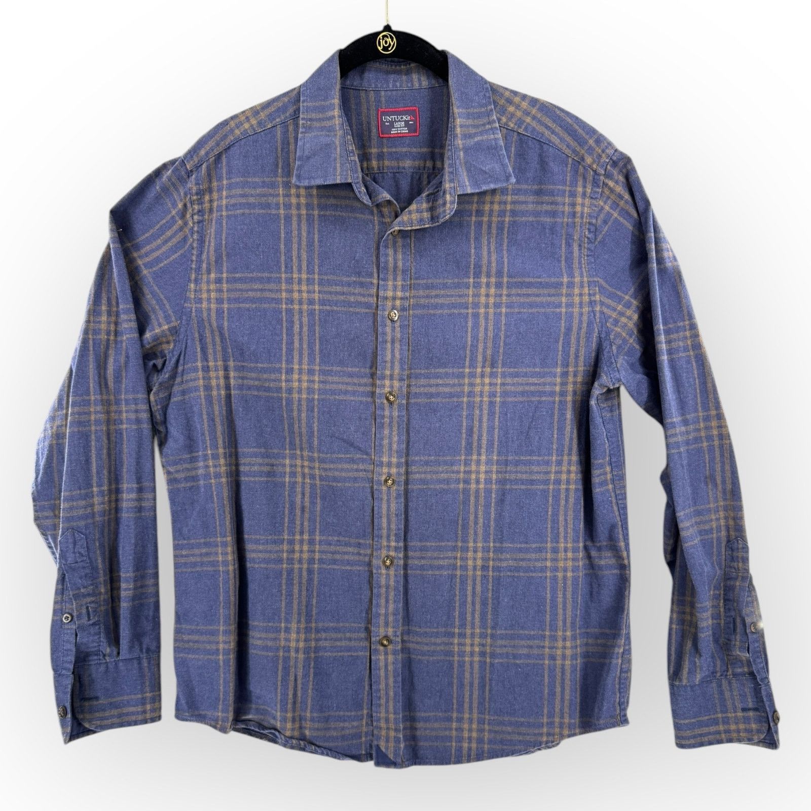 UNTUCKit UNTUCKit Radford Flannel Shirt Men's L Slim Fit Blue Plaid Size US L / EU 52-54 / 3 - 2 Thumbnail