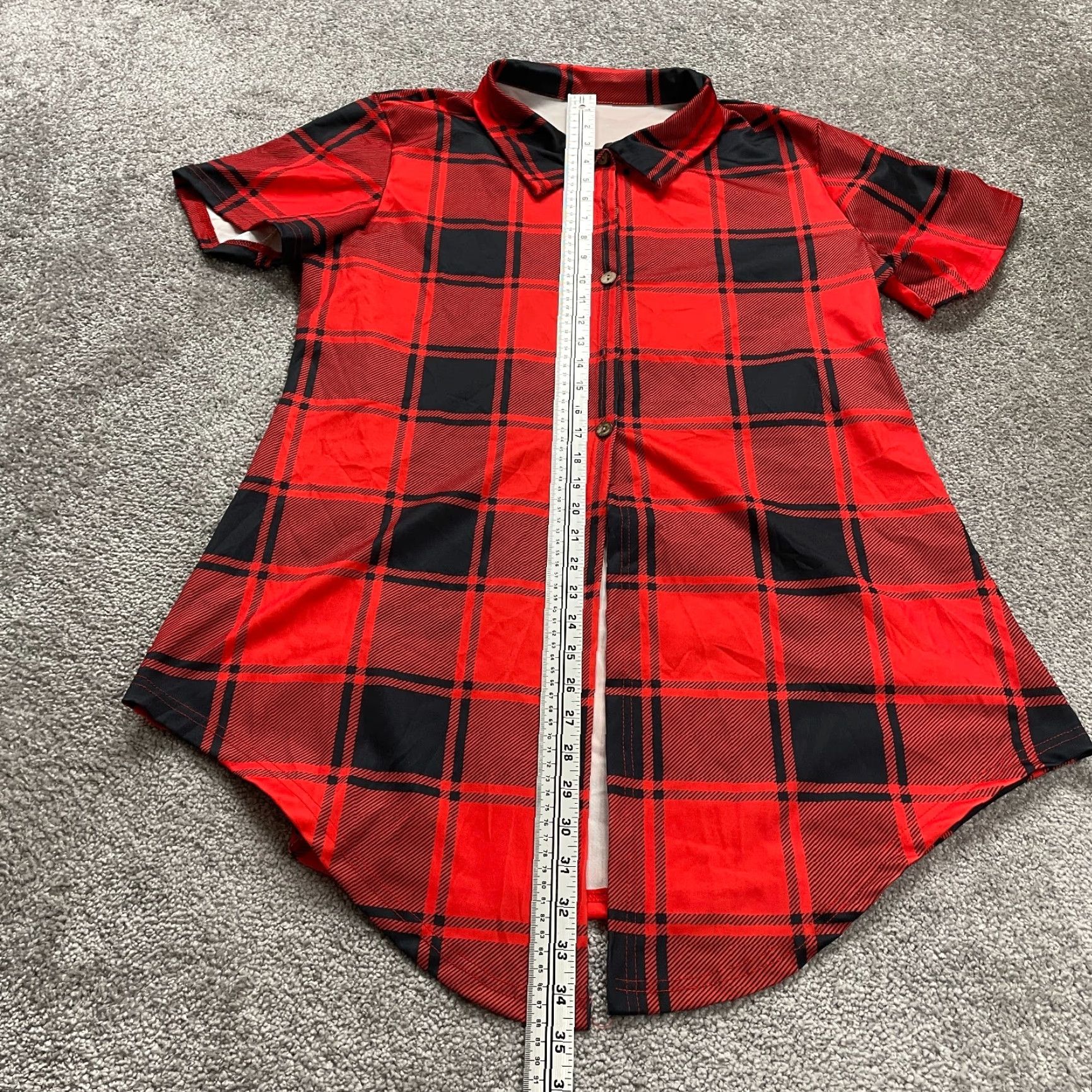 Vintage Unbranded Button Down Shirt Womens 2XL Red Black Plaid Short Sleeve Casual Top Size XXL / US 16-18 / IT 52-54 - 6 Thumbnail