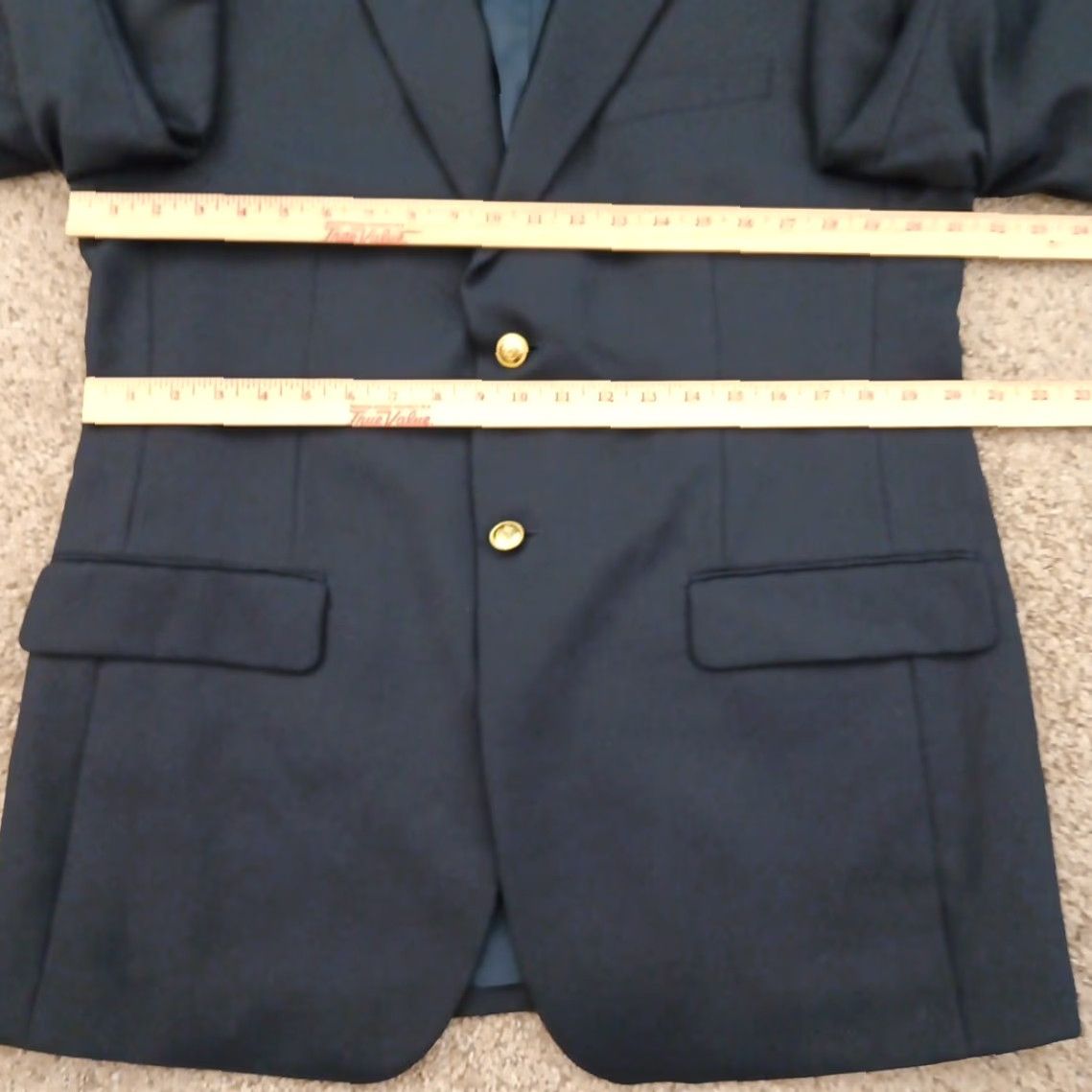 Stafford Stafford Blazer Mens 40 Solid Blue Wool Blend Two-Button Single Vent Jacket Coat Notch Lapel 2 Piece Regular Mens Size 40R - 5 Thumbnail
