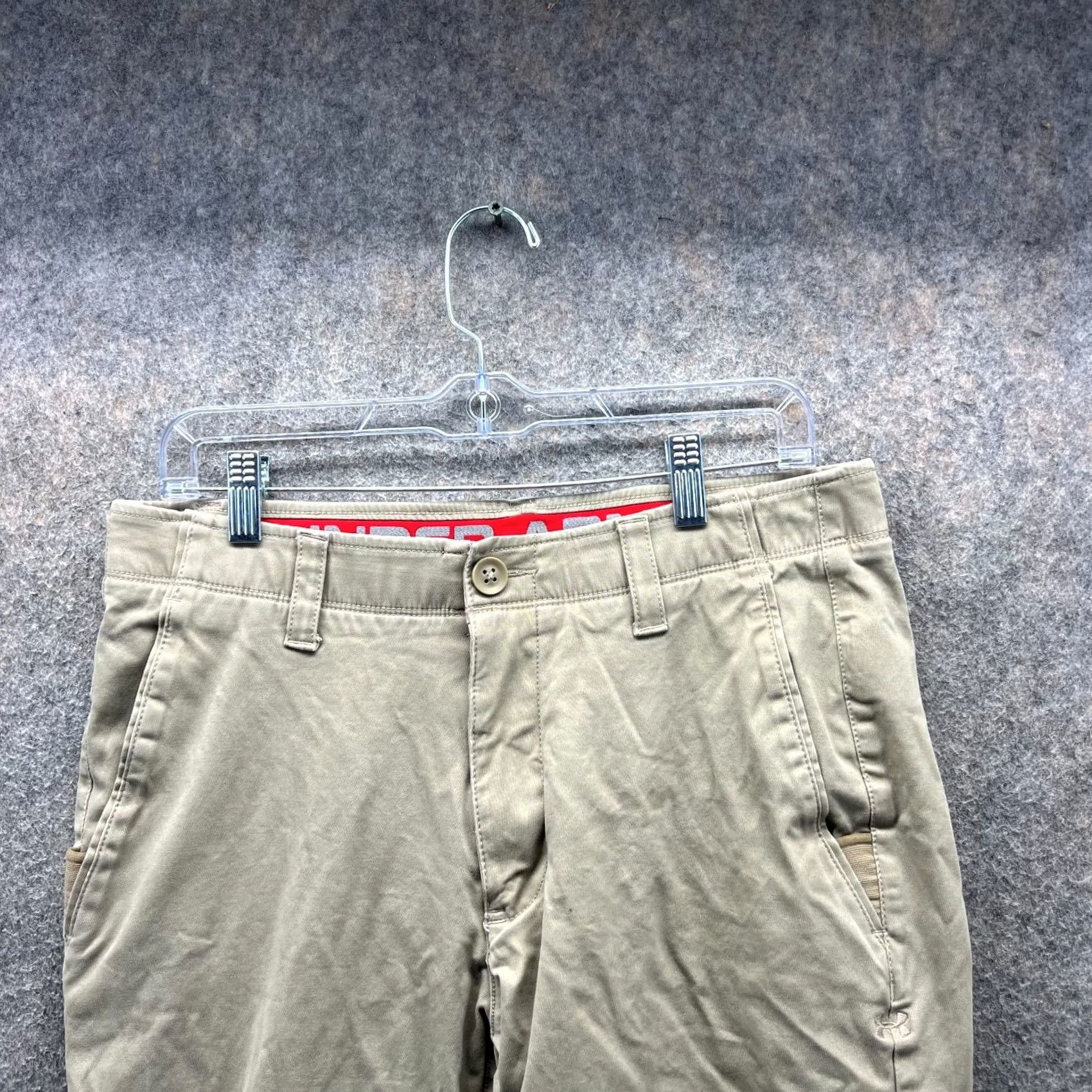 Under Armour Under Armour Pants Men 34x32 Chino Flat Front Beige Regular Straight Leg Casual Workwear Holiday/Business 34x32 Mens Khaki Pant Size US 34 / EU 50 - 6 Thumbnail