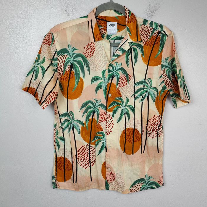 Zara Zara Camp Shirt Mens Small Button Up Multicolor Palm Tree Grailed