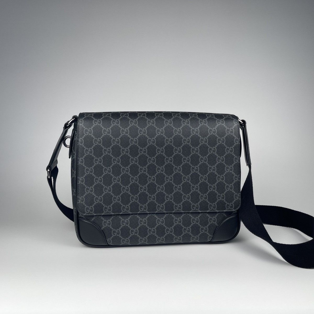 Gucci GG Emblem Medium Crossbody Bag in Grey, Men's