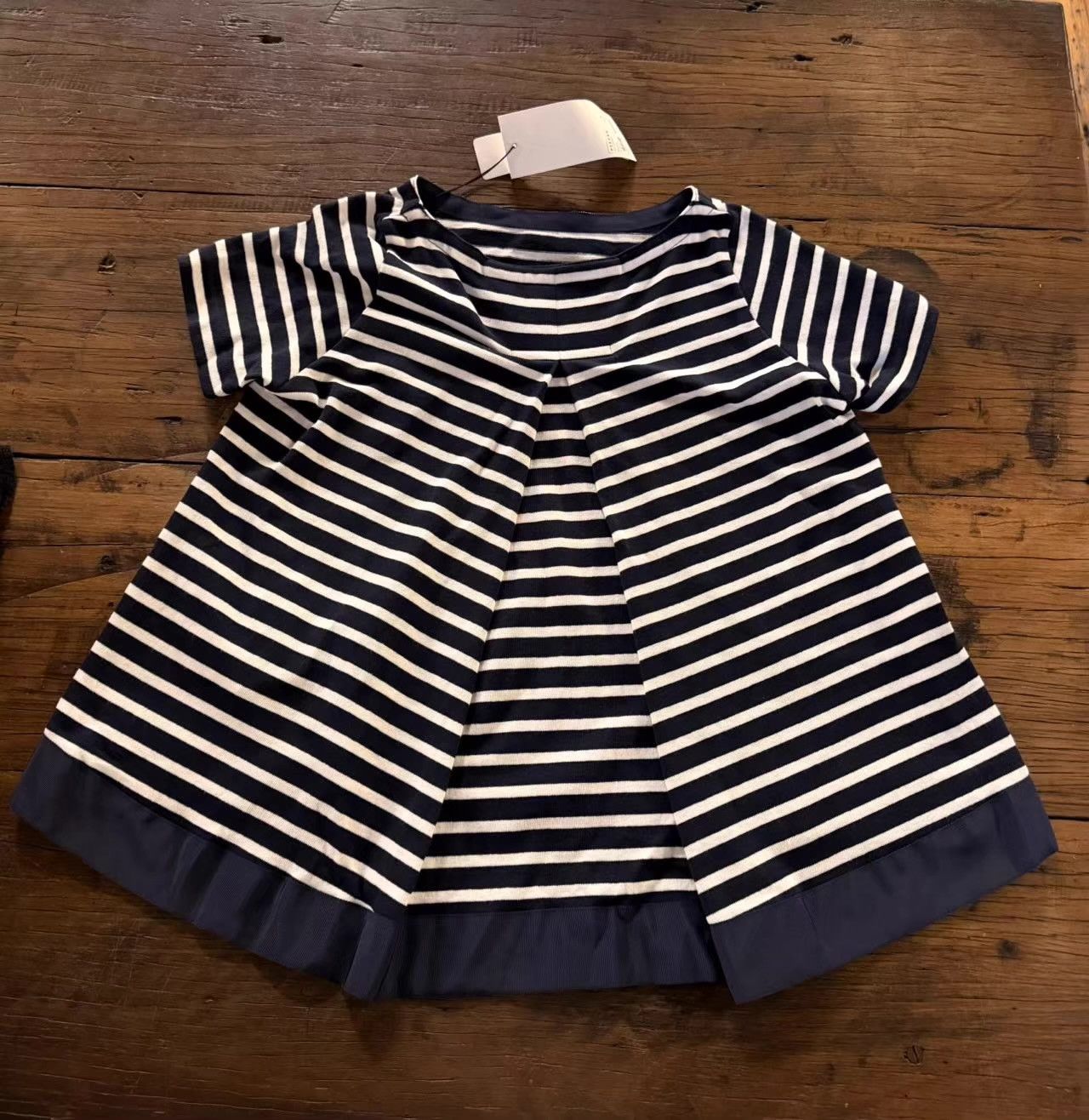 Sacai Sacai 17SS Women's Main Line Navy Striped A-Line Top Ｑ25 Size XS / US 0-2 / IT 36-38 - 2 Thumbnail