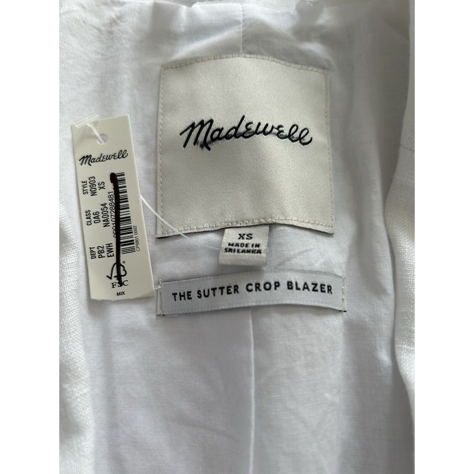 Madewell Madewell The Sutter Cropped Blazer 100% Linen White Size XS Size XS / US 0-2 / IT 36-38 - 8 Thumbnail