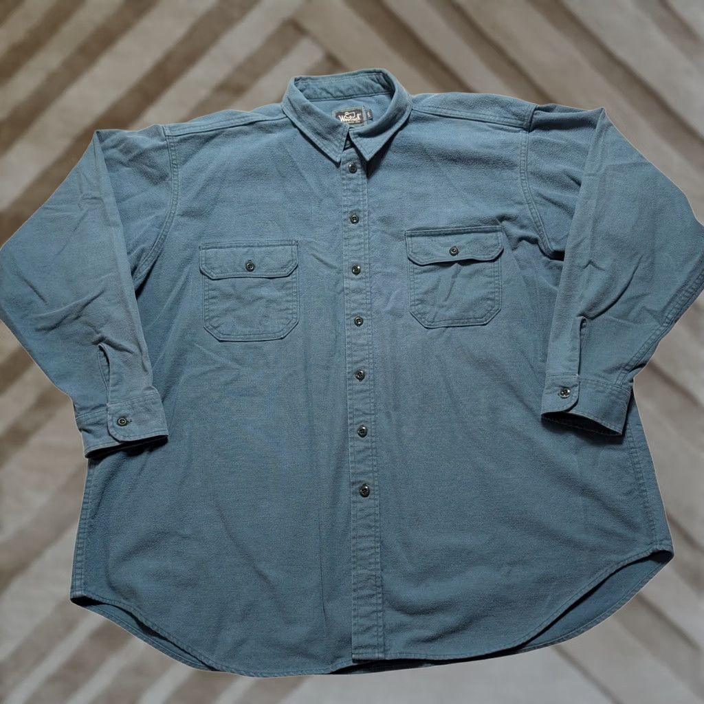 Vintage VINTAGE Woolrich Men 3XL Teal Blue Cotton Chamois Heavyweight Work Shirt USA Made Size US XXL / EU 58 / 5 - 1 Thumbnail