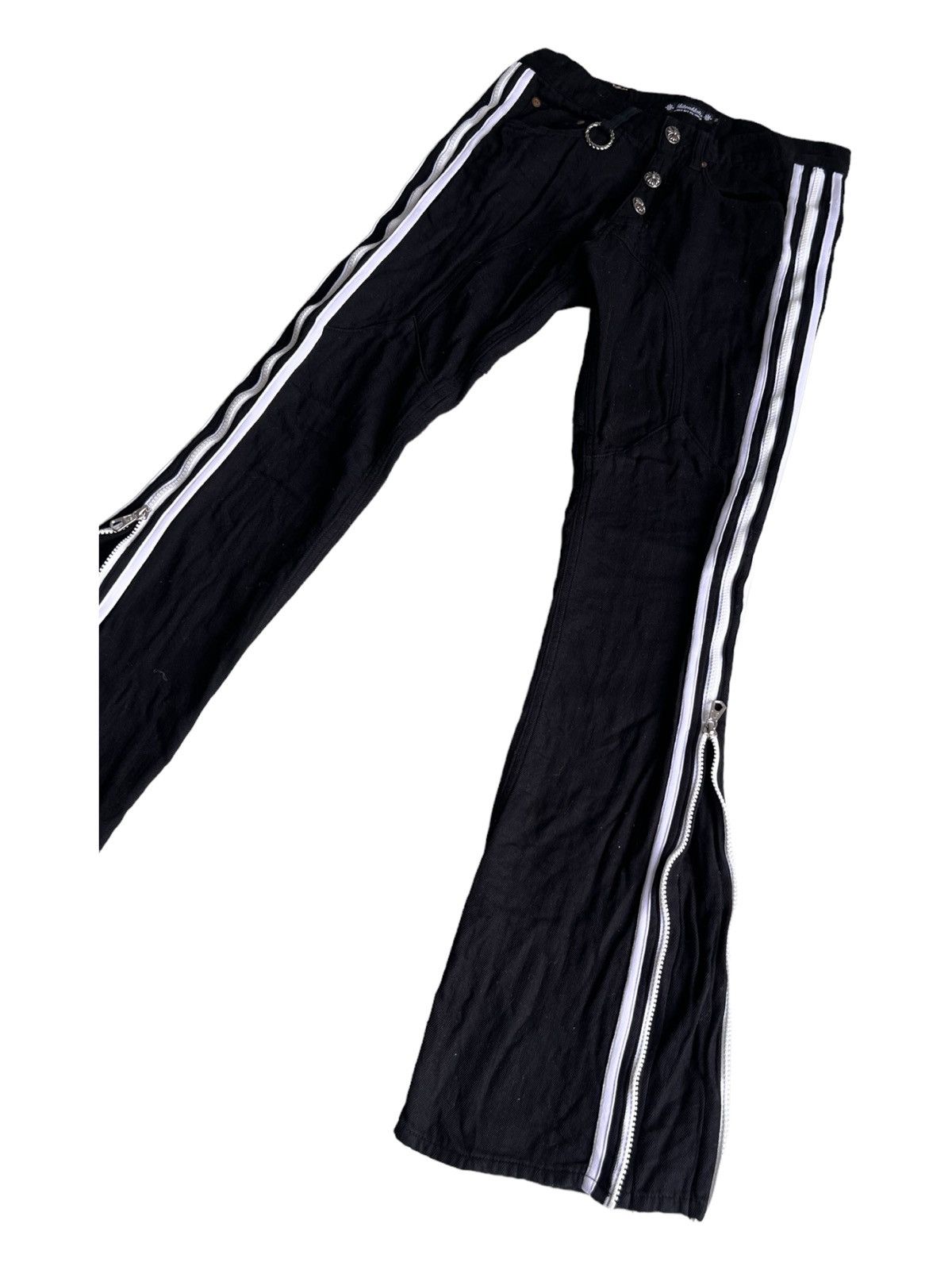 BUFFALO BOBS Bluttenblatt 🇯🇵 Flare Zip Hem CH Silver Button Goth Pants Size US 30 / EU 46 - 3 Thumbnail
