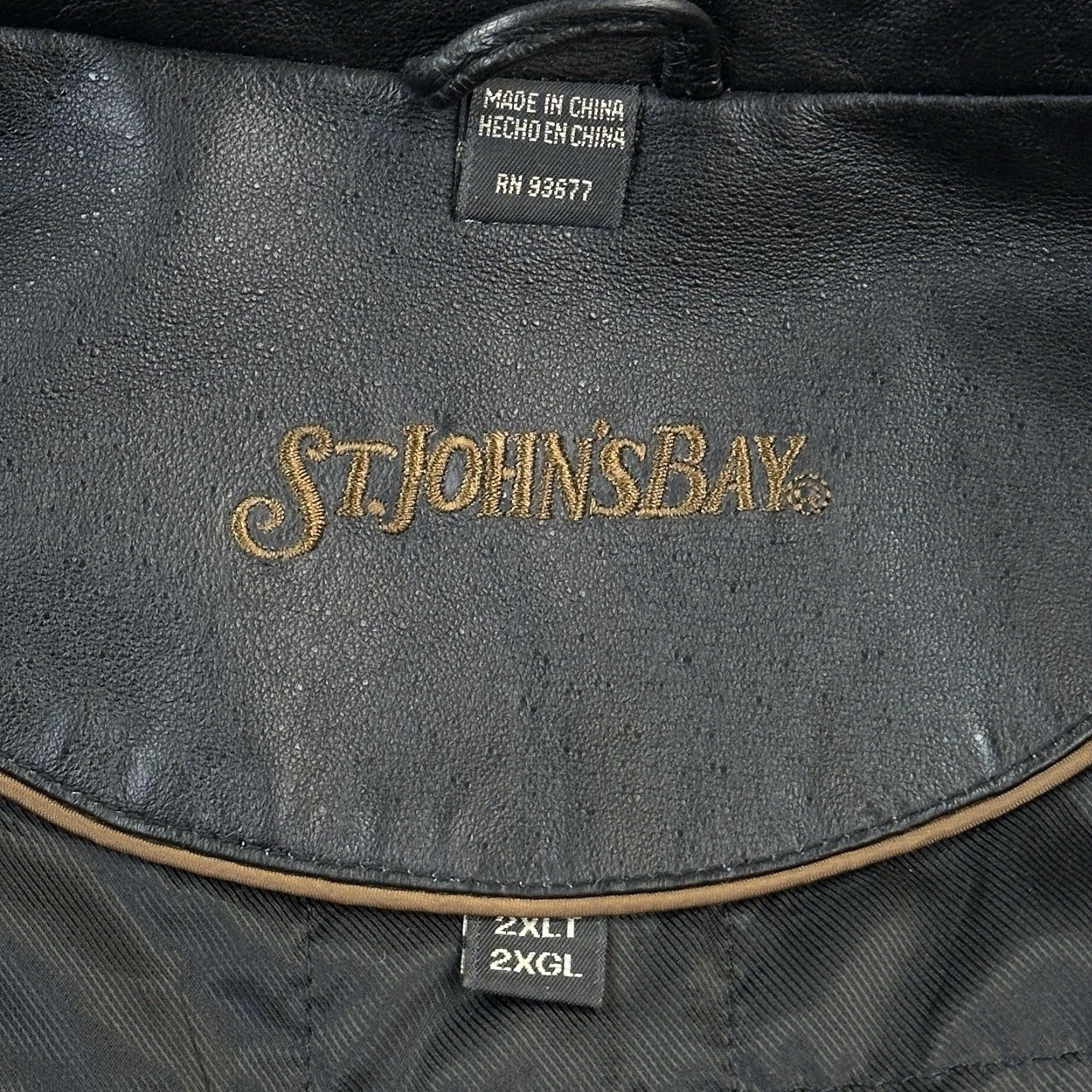 Vintage VINTAGE St. Johns Bay Jacket Mens 2XLT Black Genuine Leather Quilt Lined Bomber Jacket Size US XXL / EU 58 / 5 - 5 Thumbnail